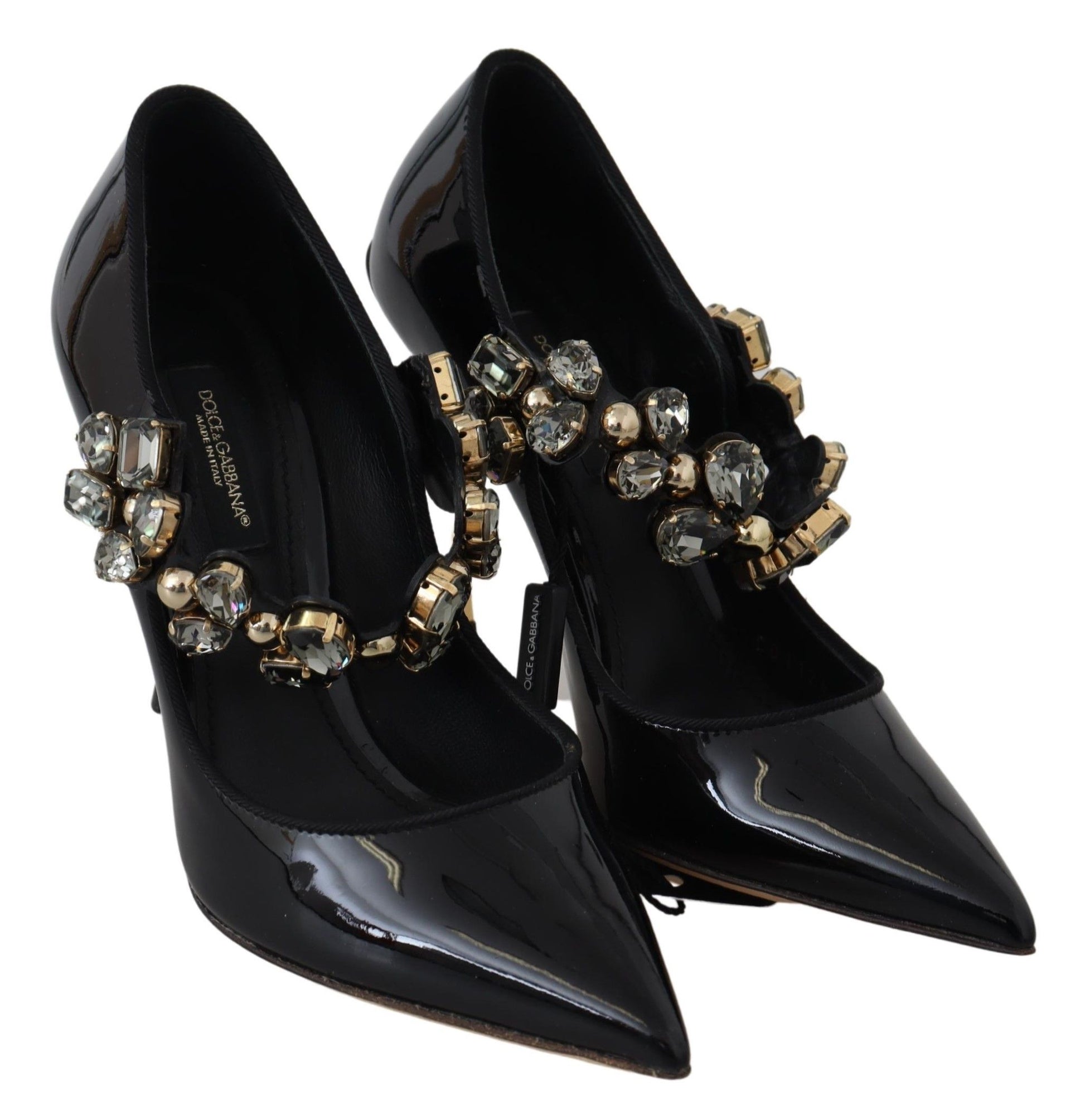 Escarpins Mary Jane en cuir noir et cristaux Dolce & Gabbana