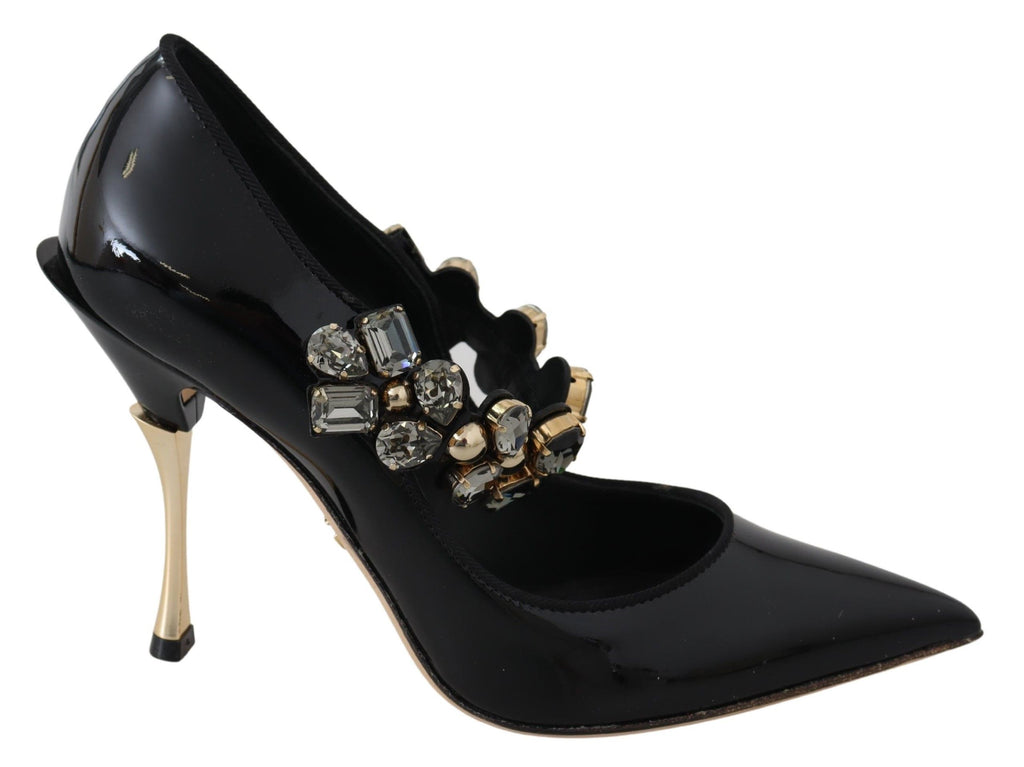 Escarpins Mary Jane en cuir noir et cristaux Dolce & Gabbana