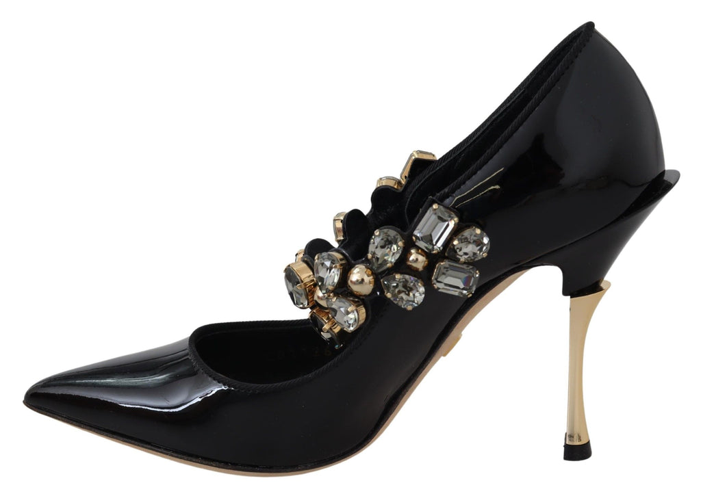 Escarpins Mary Jane en cuir noir et cristaux Dolce & Gabbana