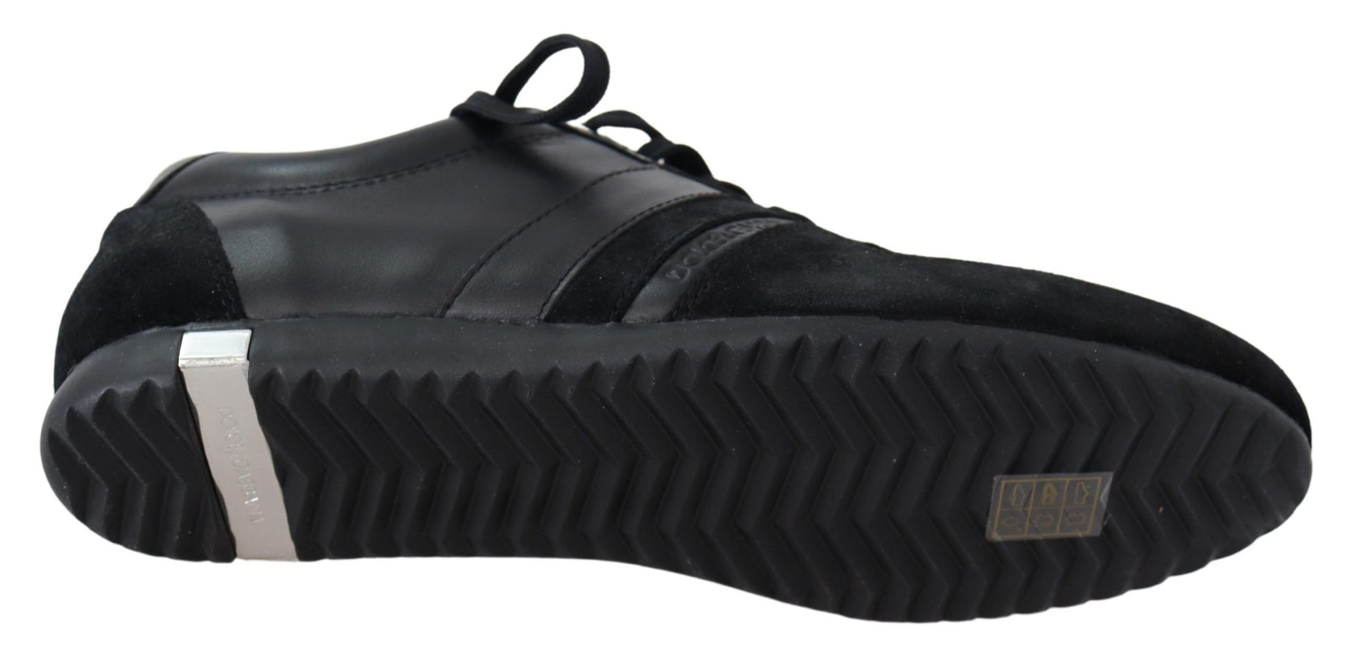 Chaussures Baskets Décontractées en Cuir Noir à Logo Dolce & Gabbana