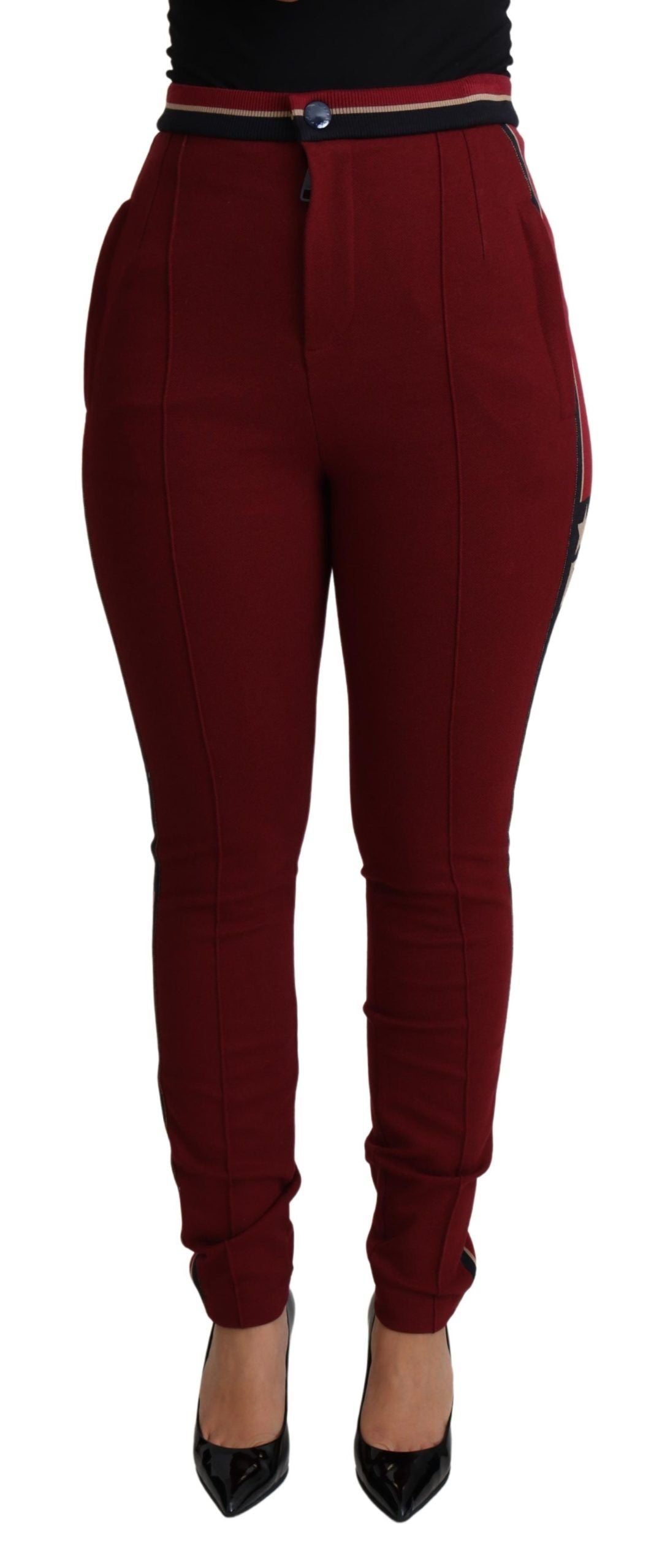 Pantalon skinny en coton rayé rouge DG Star Dolce & Gabbana
