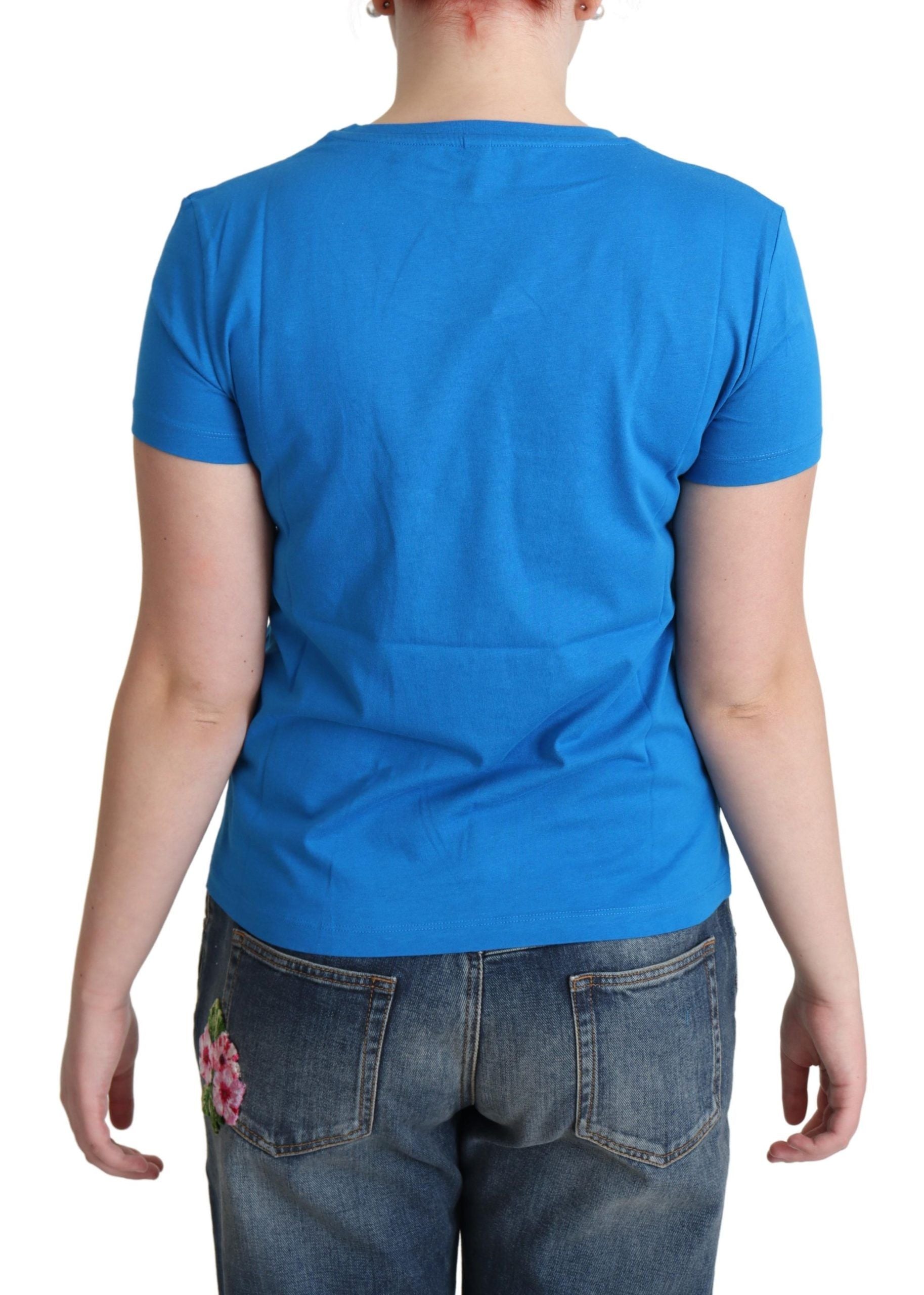Moschino – T-Shirt aus Baumwolle mit „Come Play 4 Us“-Print, Blau