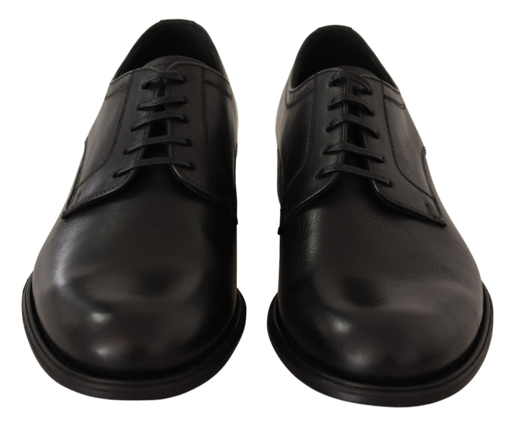 Chaussures Derby Habillées pour Homme en Cuir Noir à Lacets Dolce & Gabbana