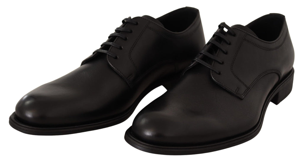 Chaussures Derby Habillées pour Homme en Cuir Noir à Lacets Dolce & Gabbana