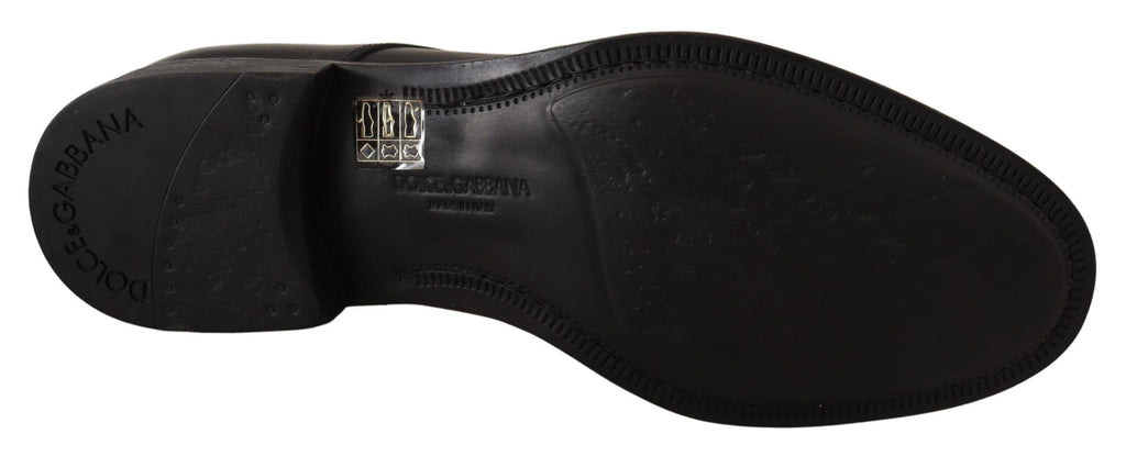 Chaussures Derby Habillées pour Homme en Cuir Noir à Lacets Dolce & Gabbana
