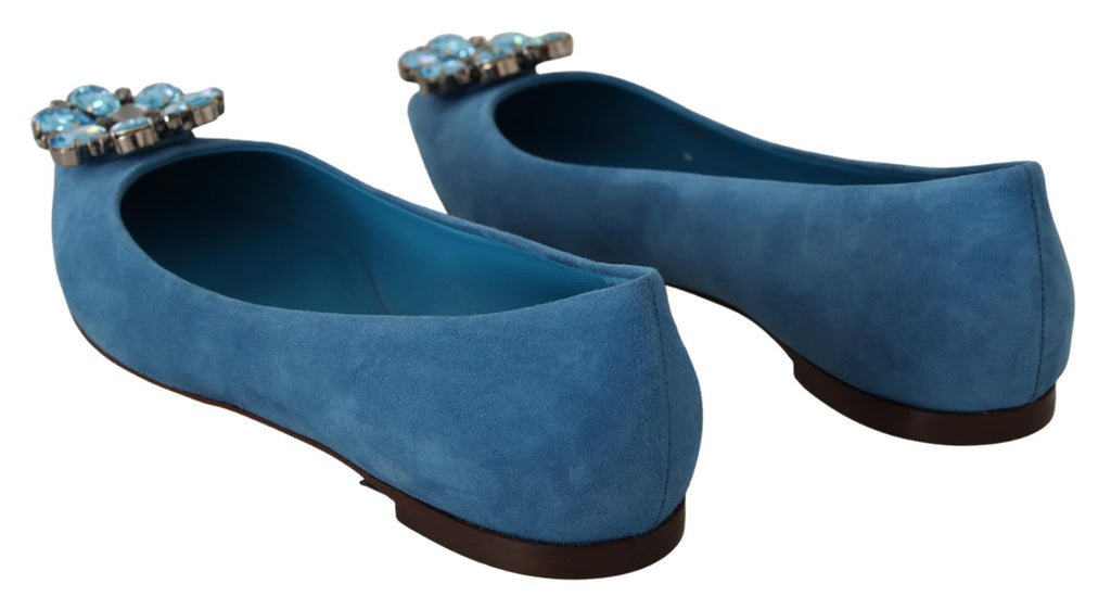 Mocassins Plats en Daim Bleu et Cristaux Dolce & Gabbana