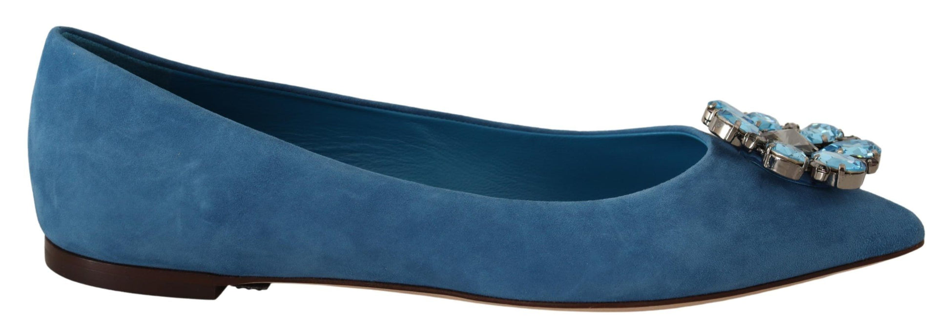 Mocassins Plats en Daim Bleu et Cristaux Dolce & Gabbana