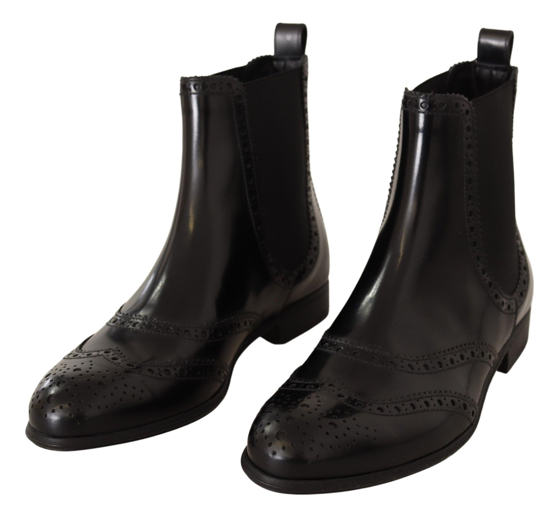 Chaussures bottes plates montantes Dolce & Gabbana en cuir noir