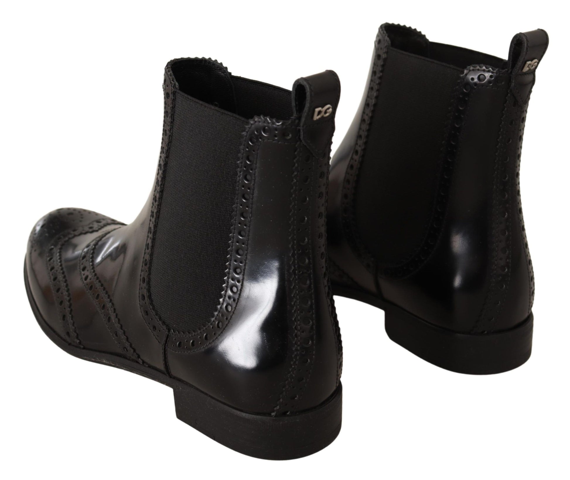 Chaussures bottes plates montantes Dolce & Gabbana en cuir noir