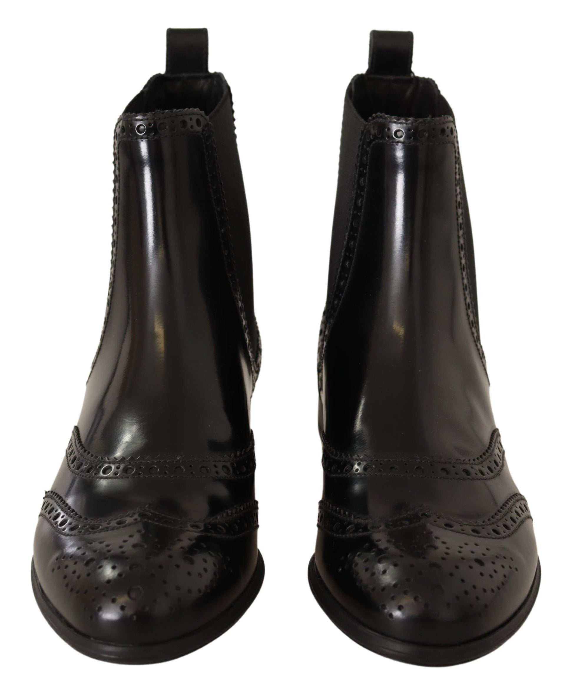 Chaussures bottes plates montantes Dolce & Gabbana en cuir noir