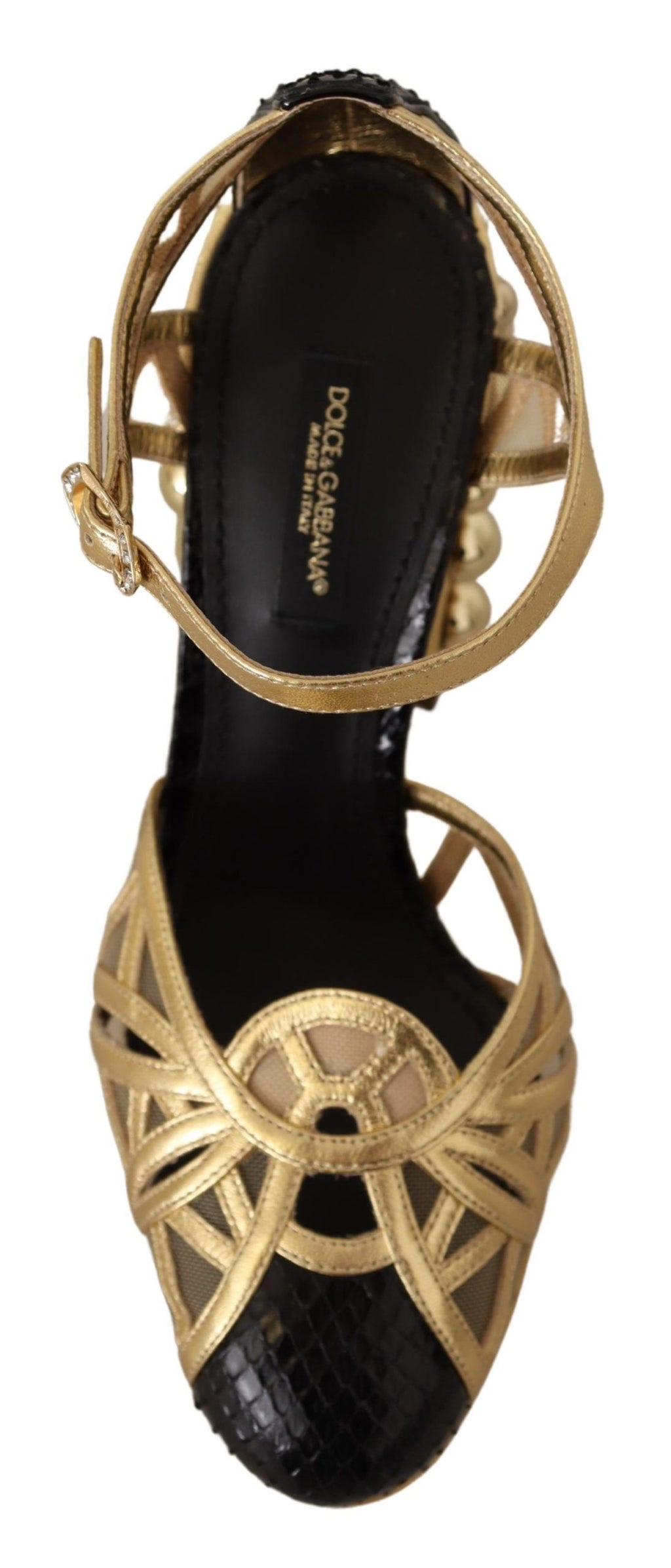Chaussures Dolce & Gabbana en cuir noir et doré cloutées à brides cheville