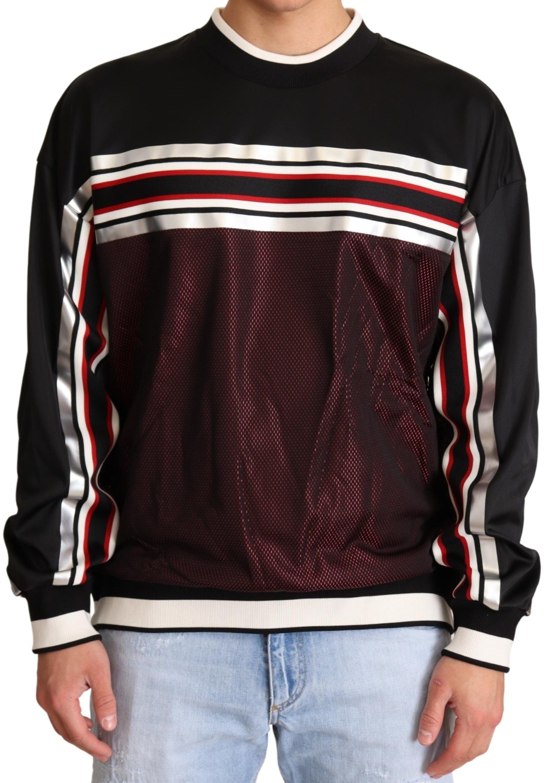 Pull en maille sport Dolce & Gabbana noir et rouge à col rond