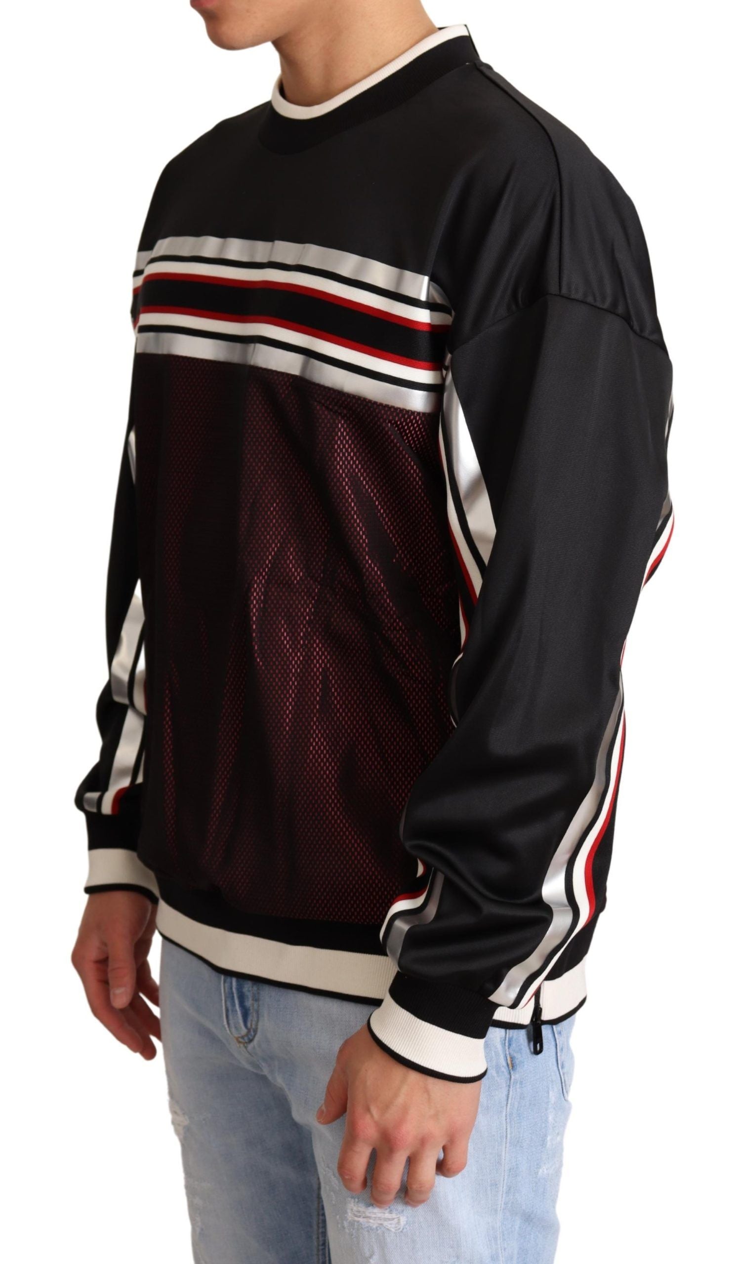 Pull en maille sport Dolce & Gabbana noir et rouge à col rond
