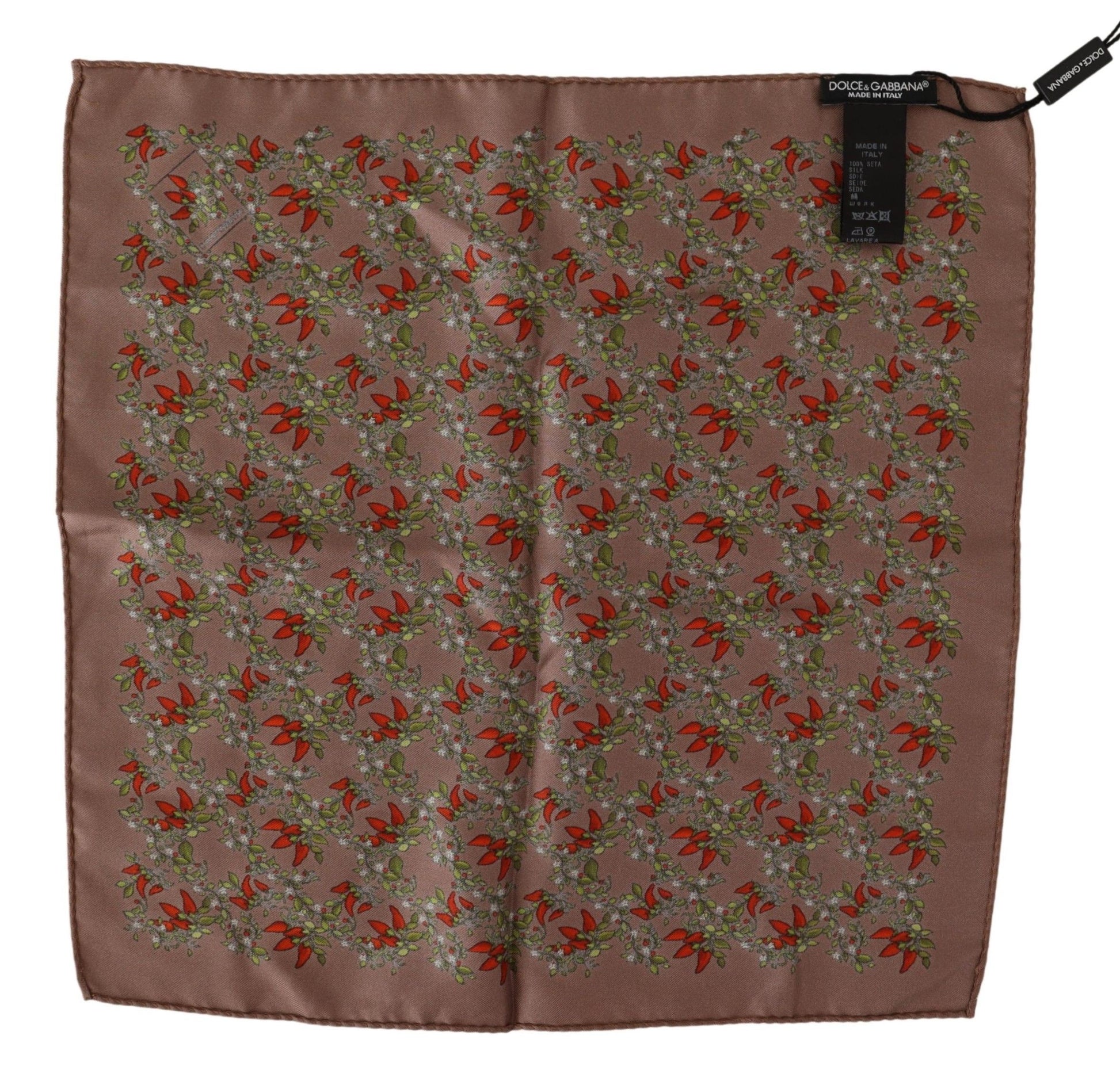 Dolce &amp; Gabbana – Seidentaschentuch mit braunem Karotten-Print