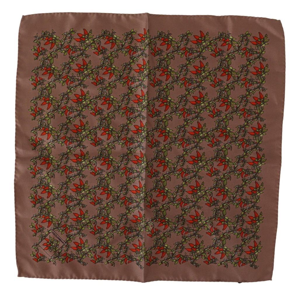 Dolce &amp; Gabbana – Seidentaschentuch mit braunem Karotten-Print