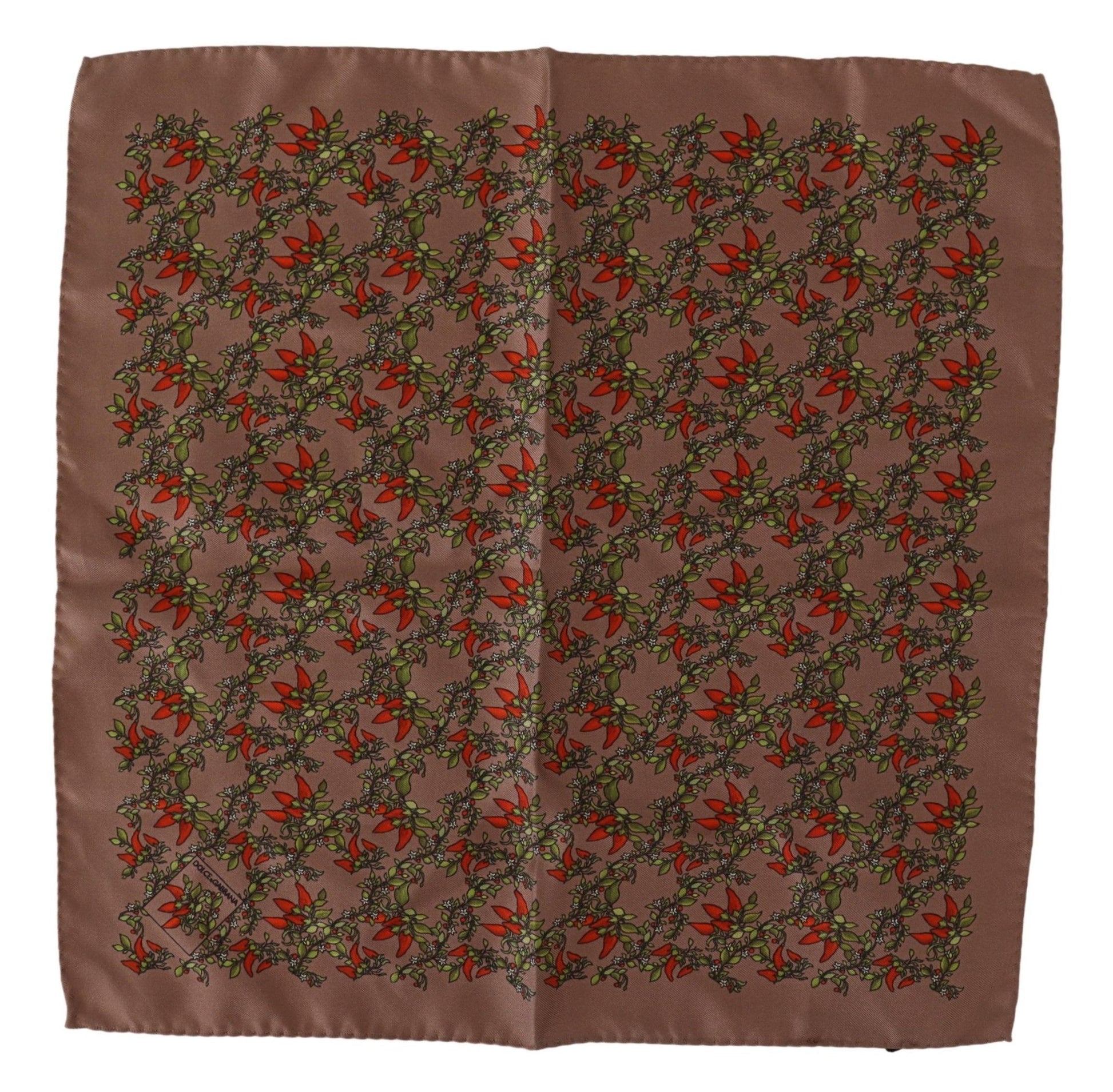 Dolce &amp; Gabbana – Seidentaschentuch mit braunem Karotten-Print