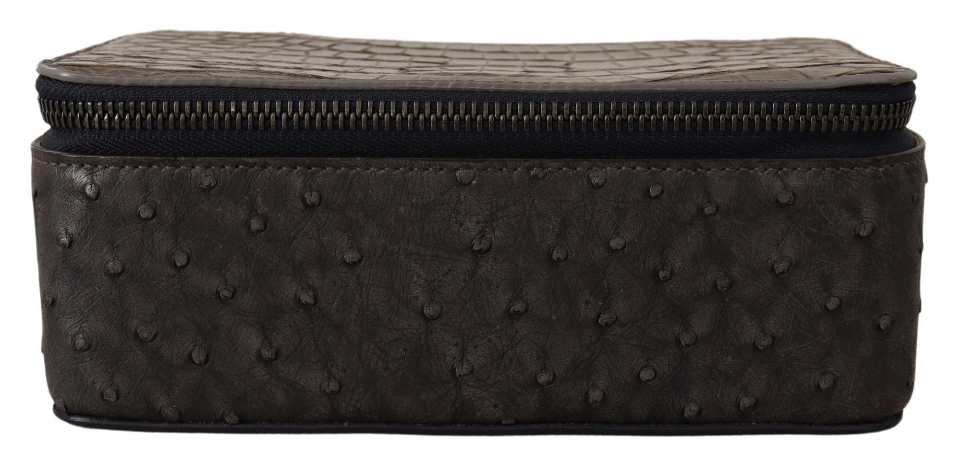 Dolce &amp; Gabbana Kosmetiktasche aus grauem Leder, Kulturbeutel, Rasiertasche