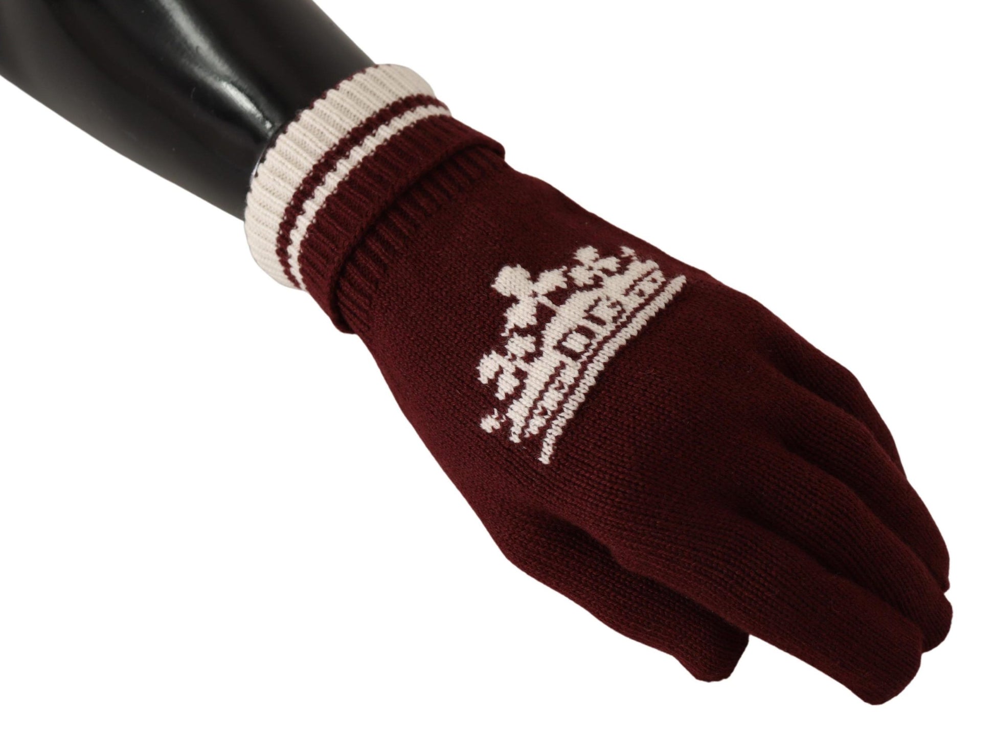 Dolce &amp; Gabbana Elegante rote Kaschmirhandschuhe mit Kronenmotiv