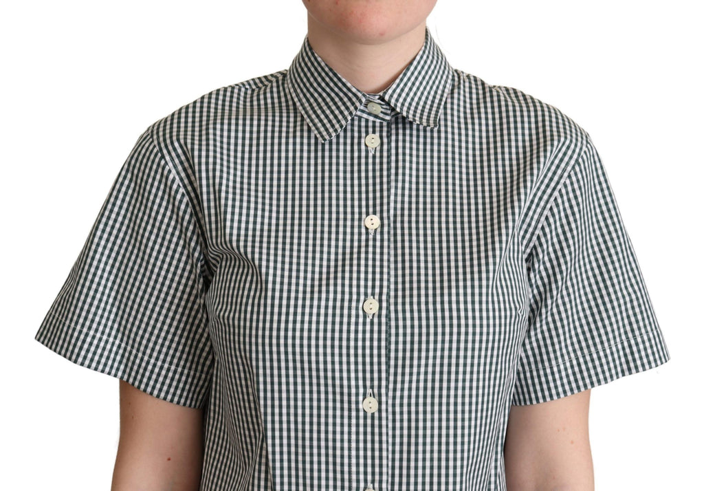 Haut chemise chemisier à carreaux en coton vert blanc Dolce & Gabbana