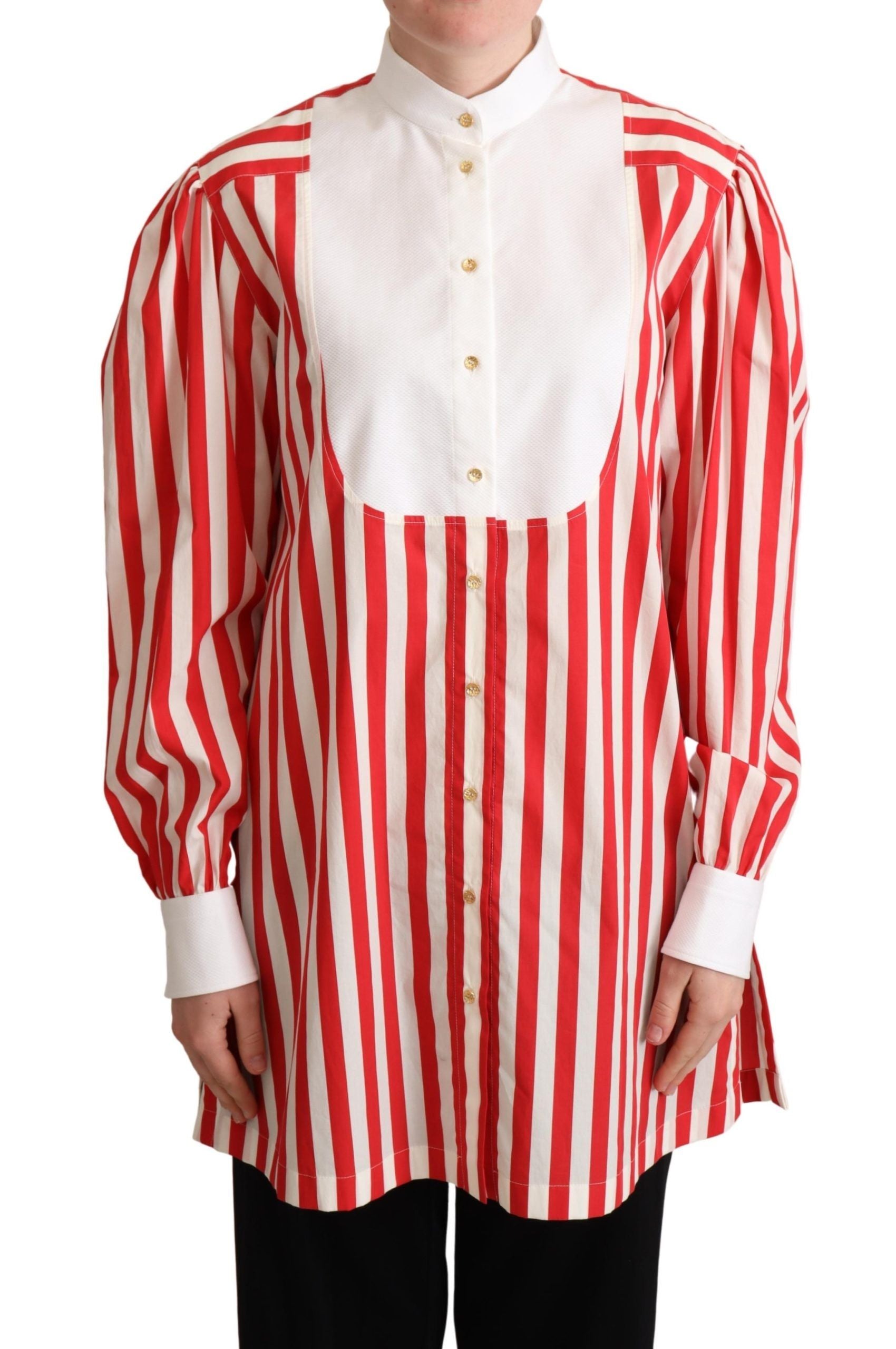 Chemise de cérémonie Dolce & Gabbana à rayures rouges et blanches à manches longues