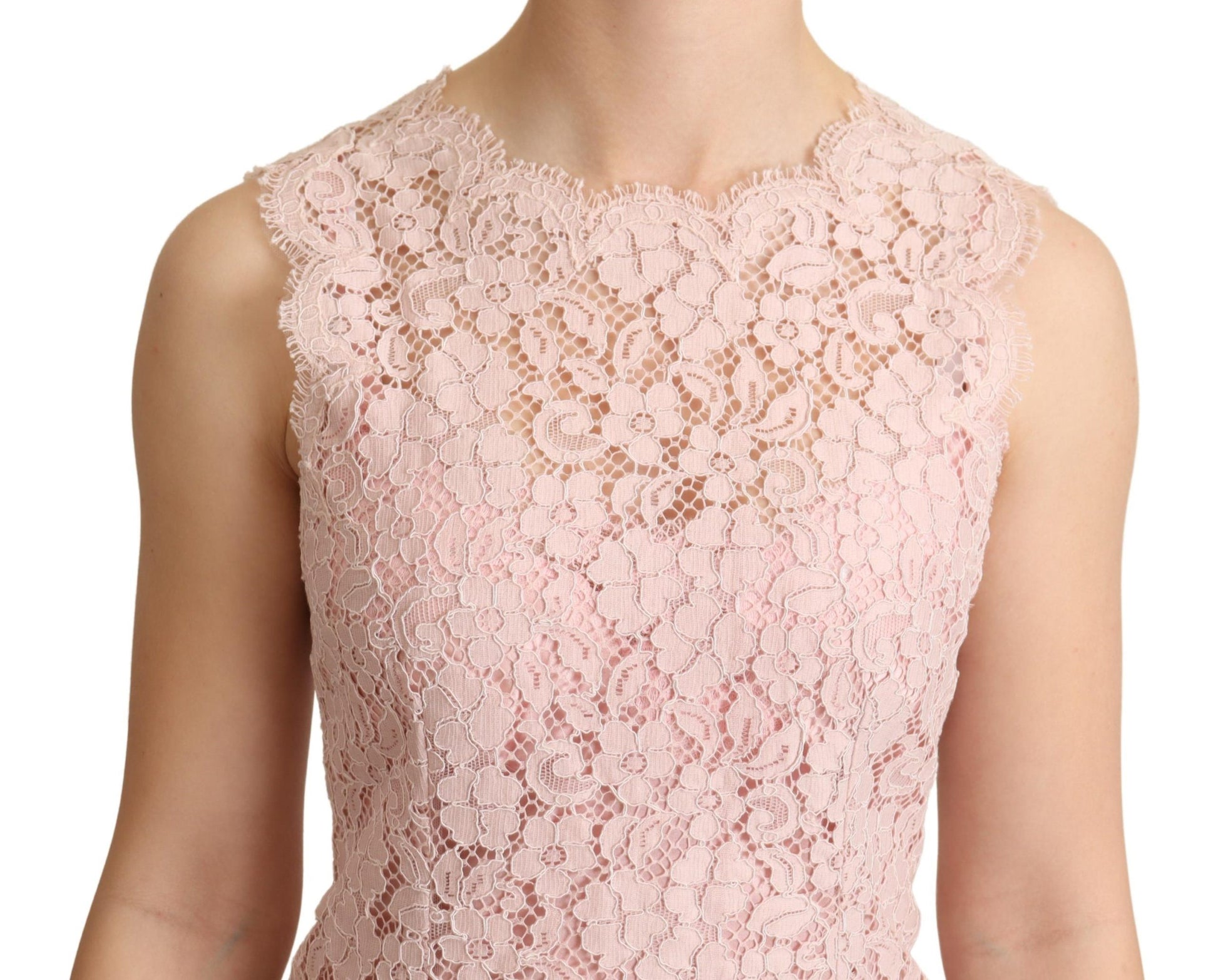 Chemisier top sans manches en dentelle florale rose Dolce & Gabbana