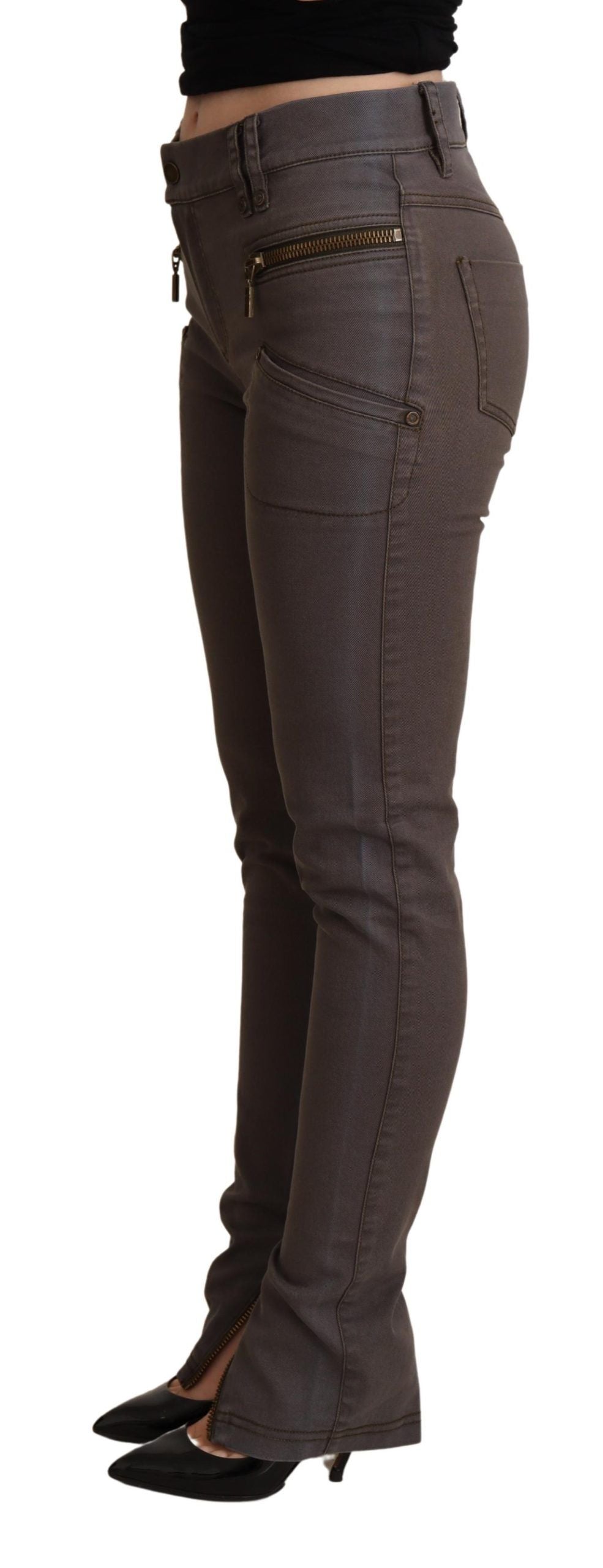 Jeans slim en denim Plein Sud en coton stretch marron