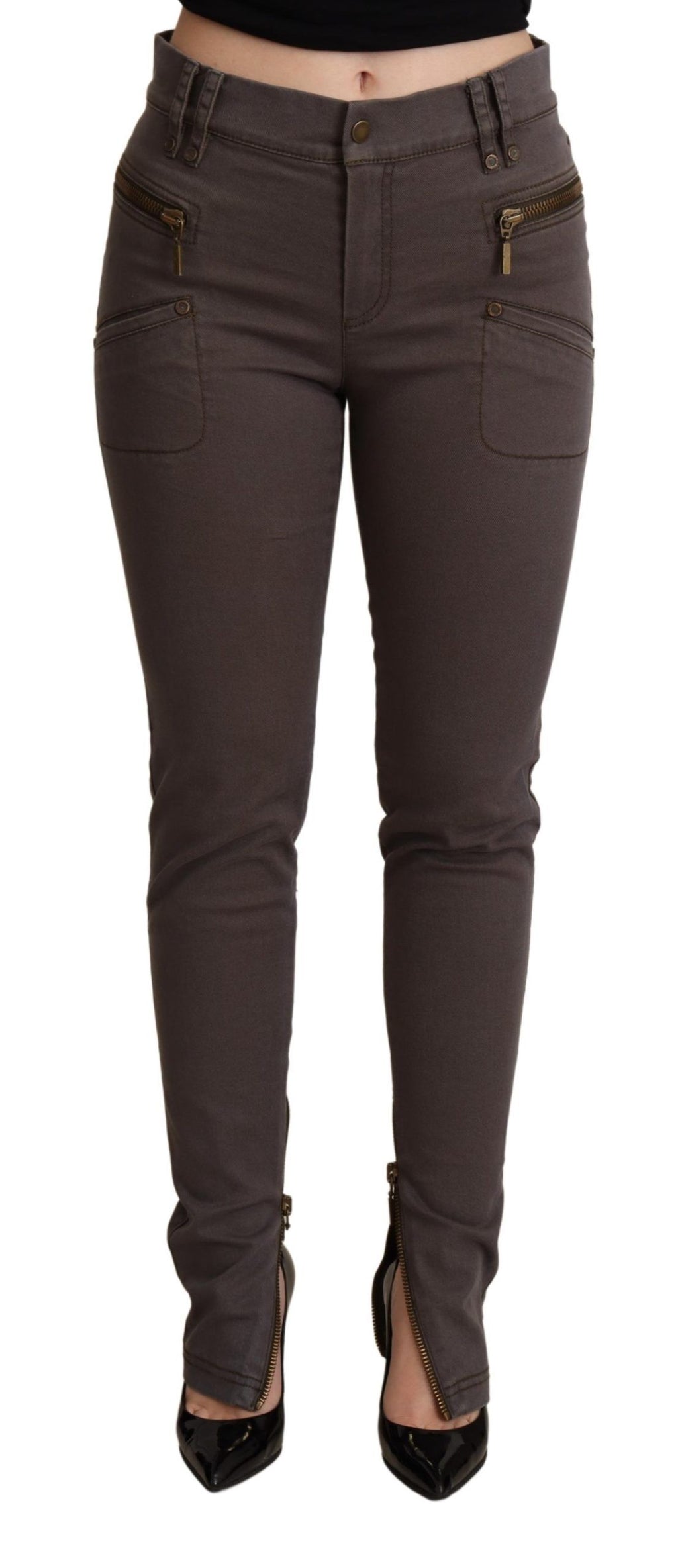 Jeans slim en denim Plein Sud en coton stretch marron