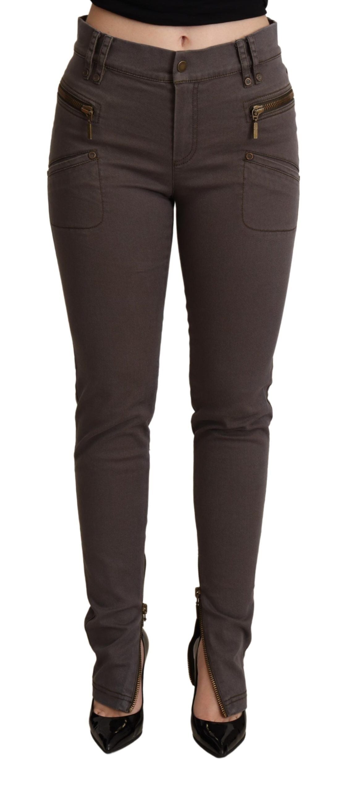 Jeans slim en denim Plein Sud en coton stretch marron