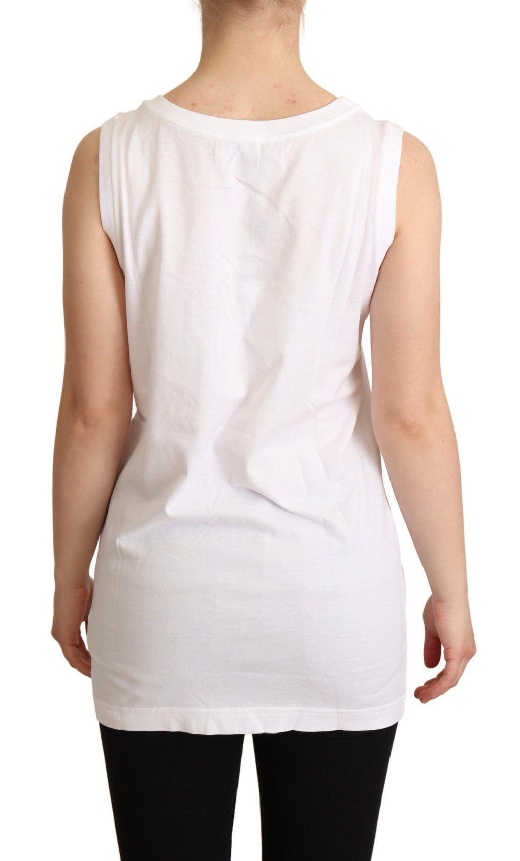 T-shirt débardeur Dolce & Gabbana blanc La Moda en cristal