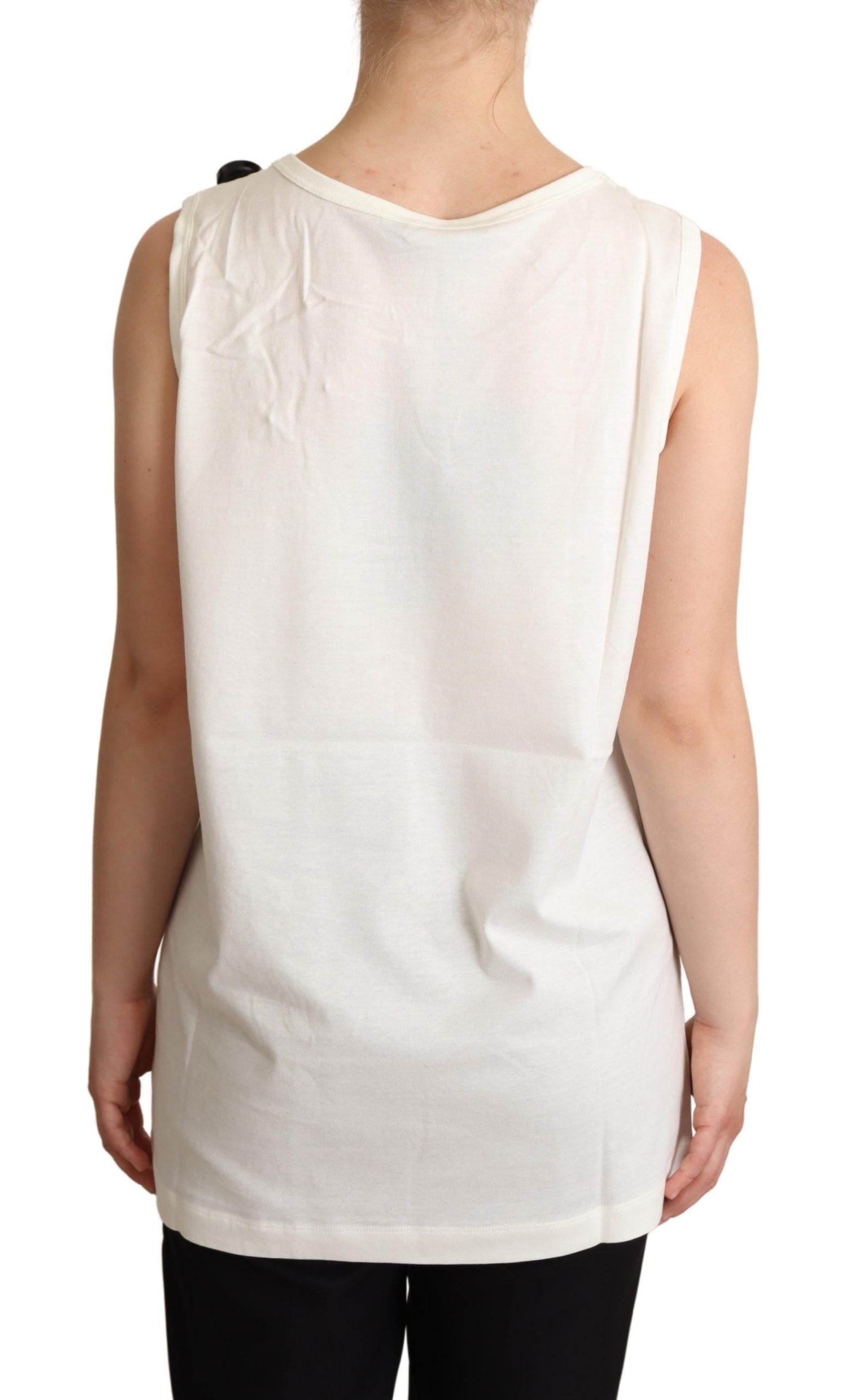 T-shirt Dolce & Gabbana blanc imprimé floral chien orné