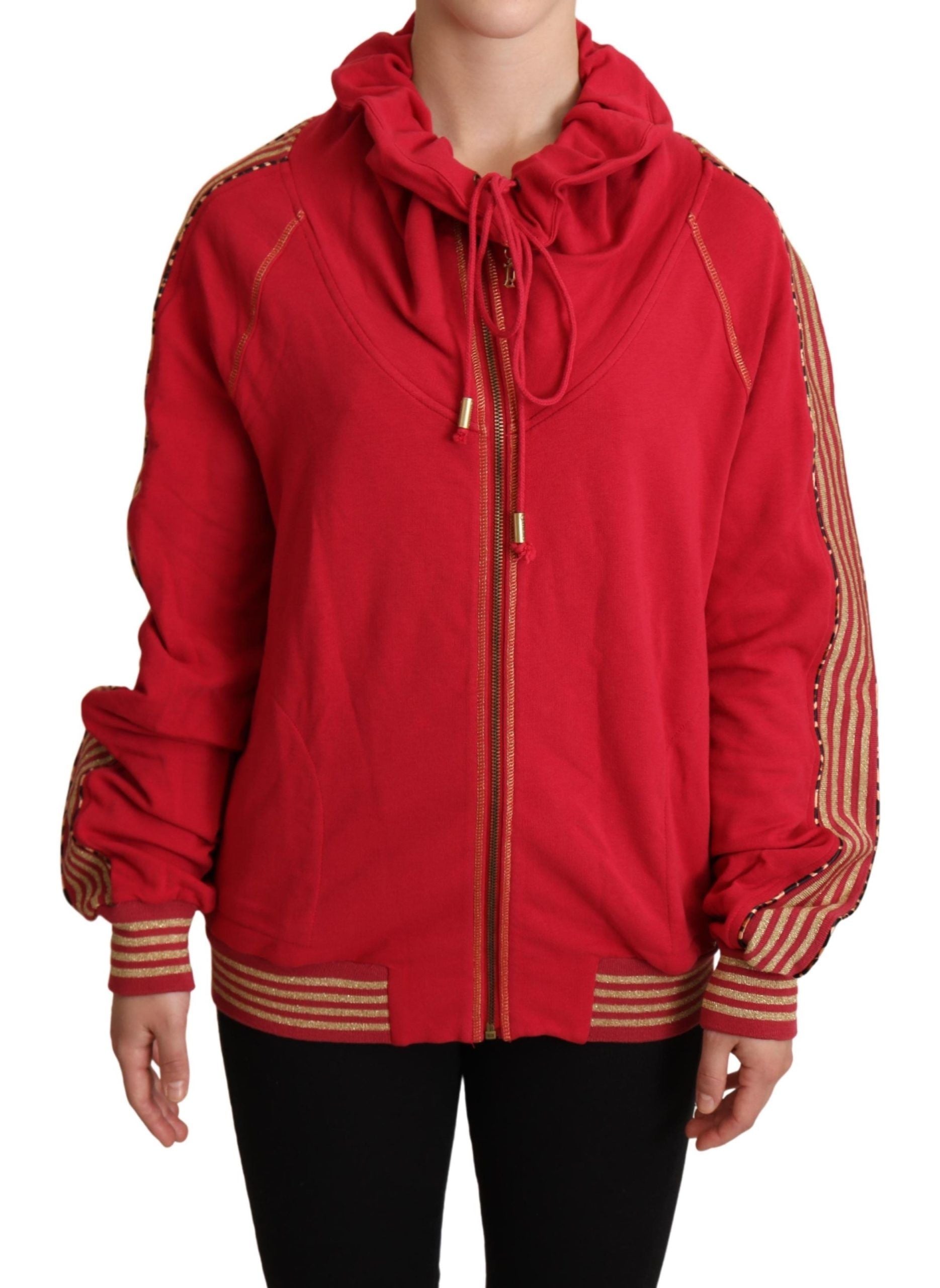Sweat-shirt à capuche zippé rouge John Galliano
