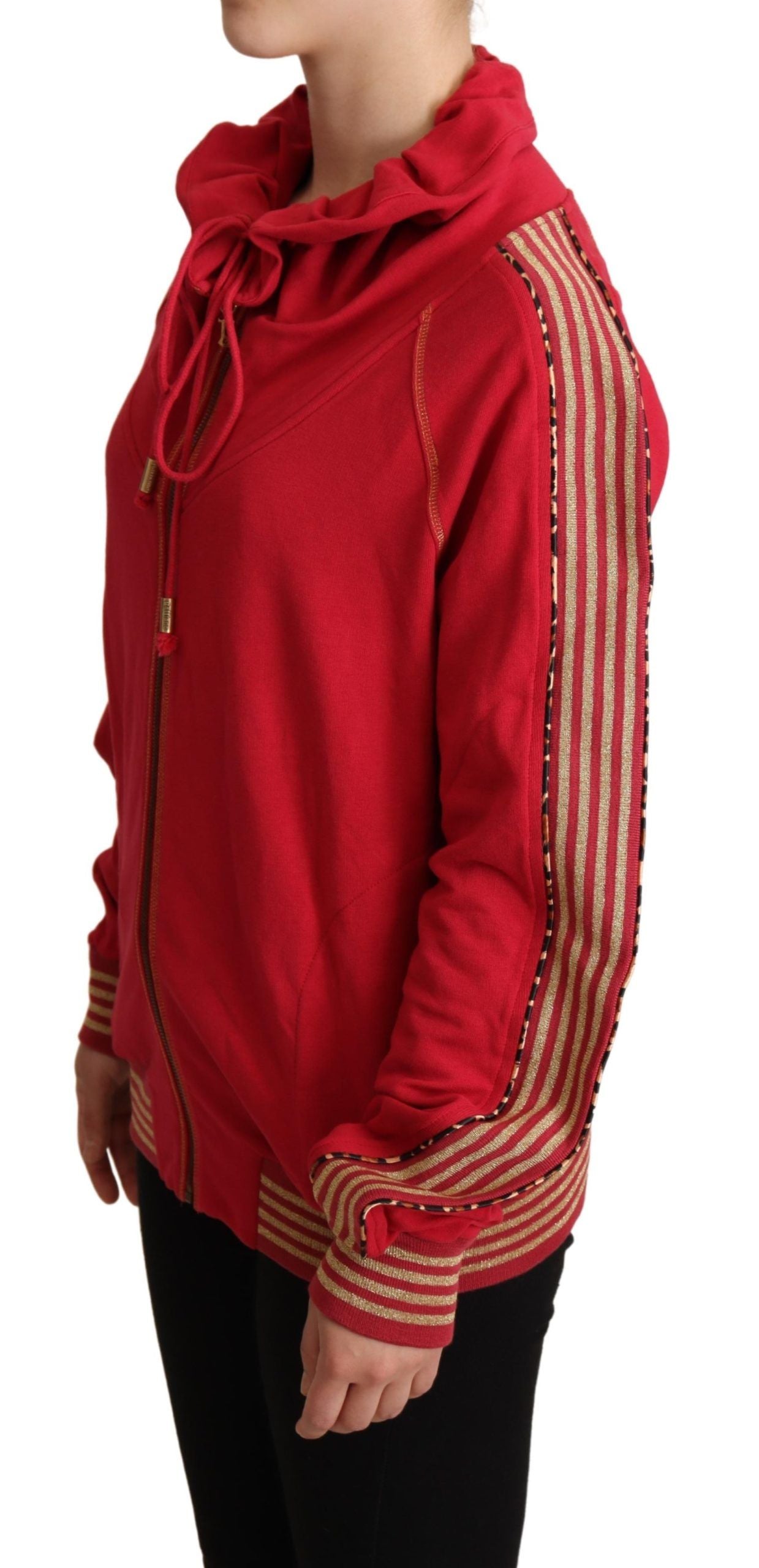 Sweat-shirt à capuche zippé rouge John Galliano