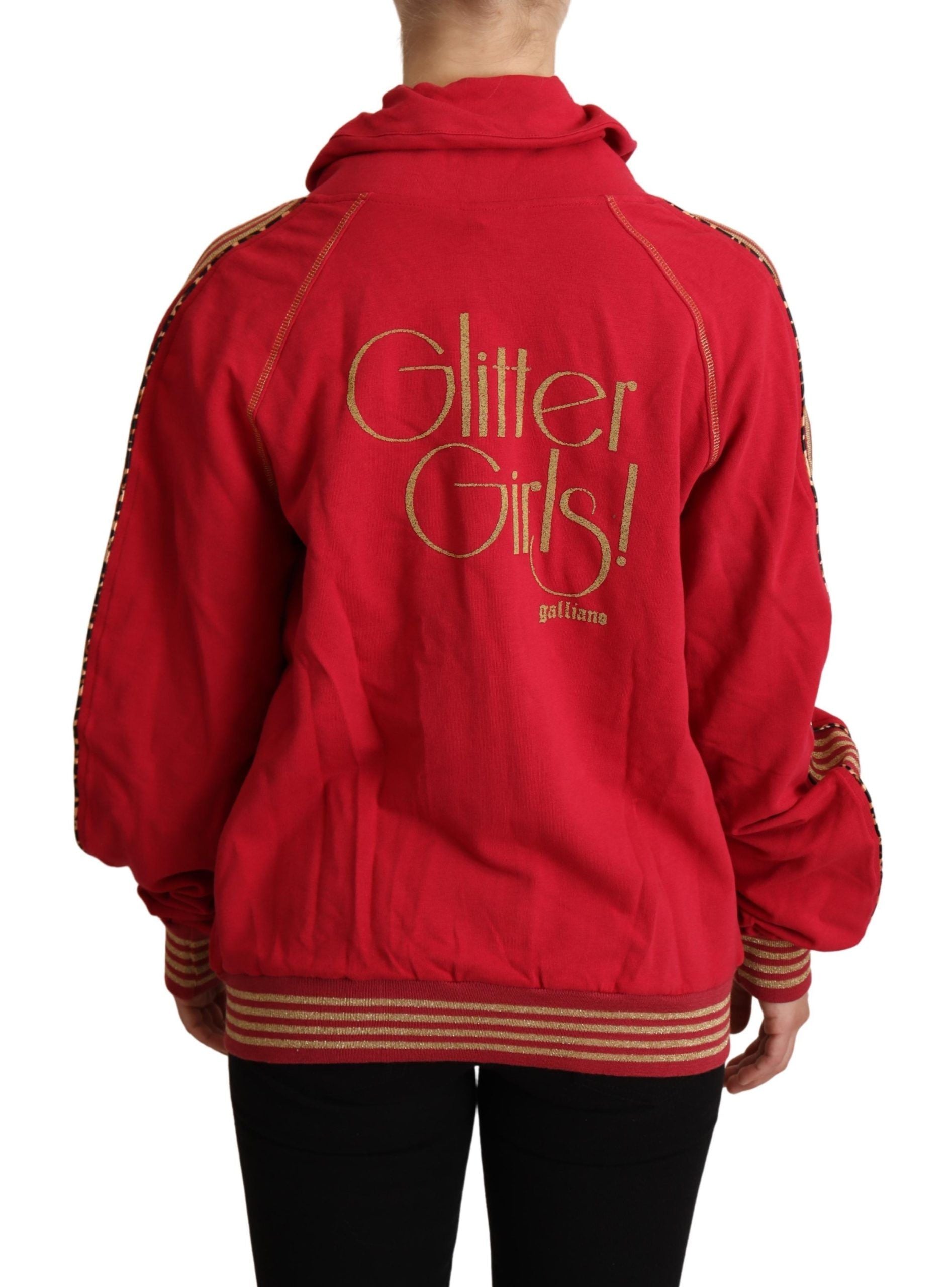 Sweat-shirt à capuche zippé rouge John Galliano