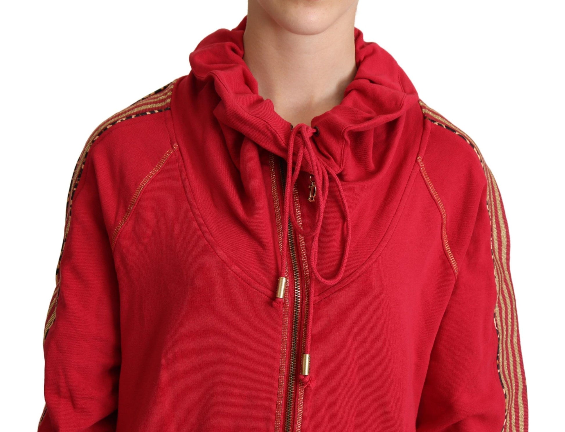 Sweat-shirt à capuche zippé rouge John Galliano
