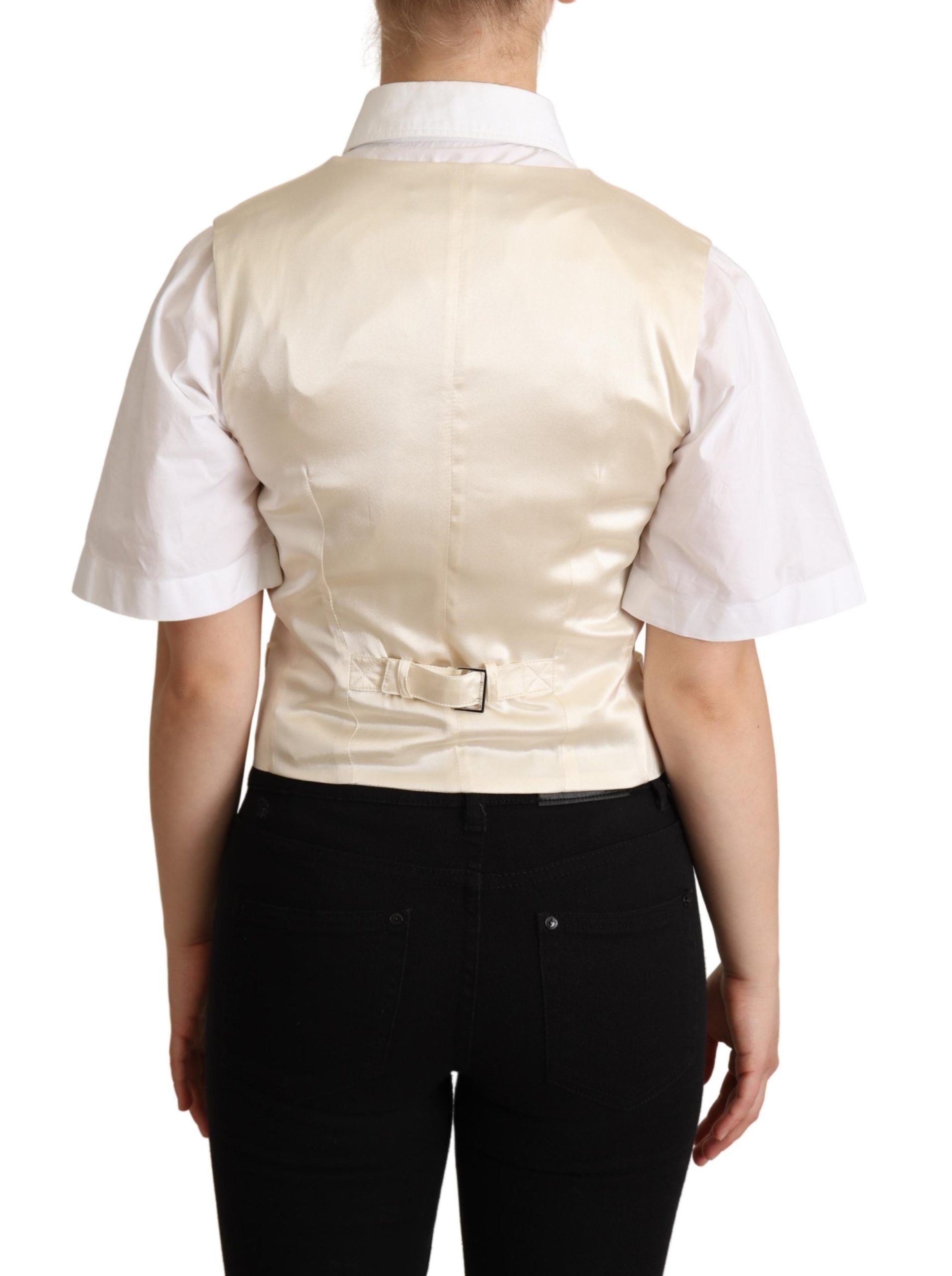 Dolce &amp; Gabbana Beige Seidenweste ohne Ärmel