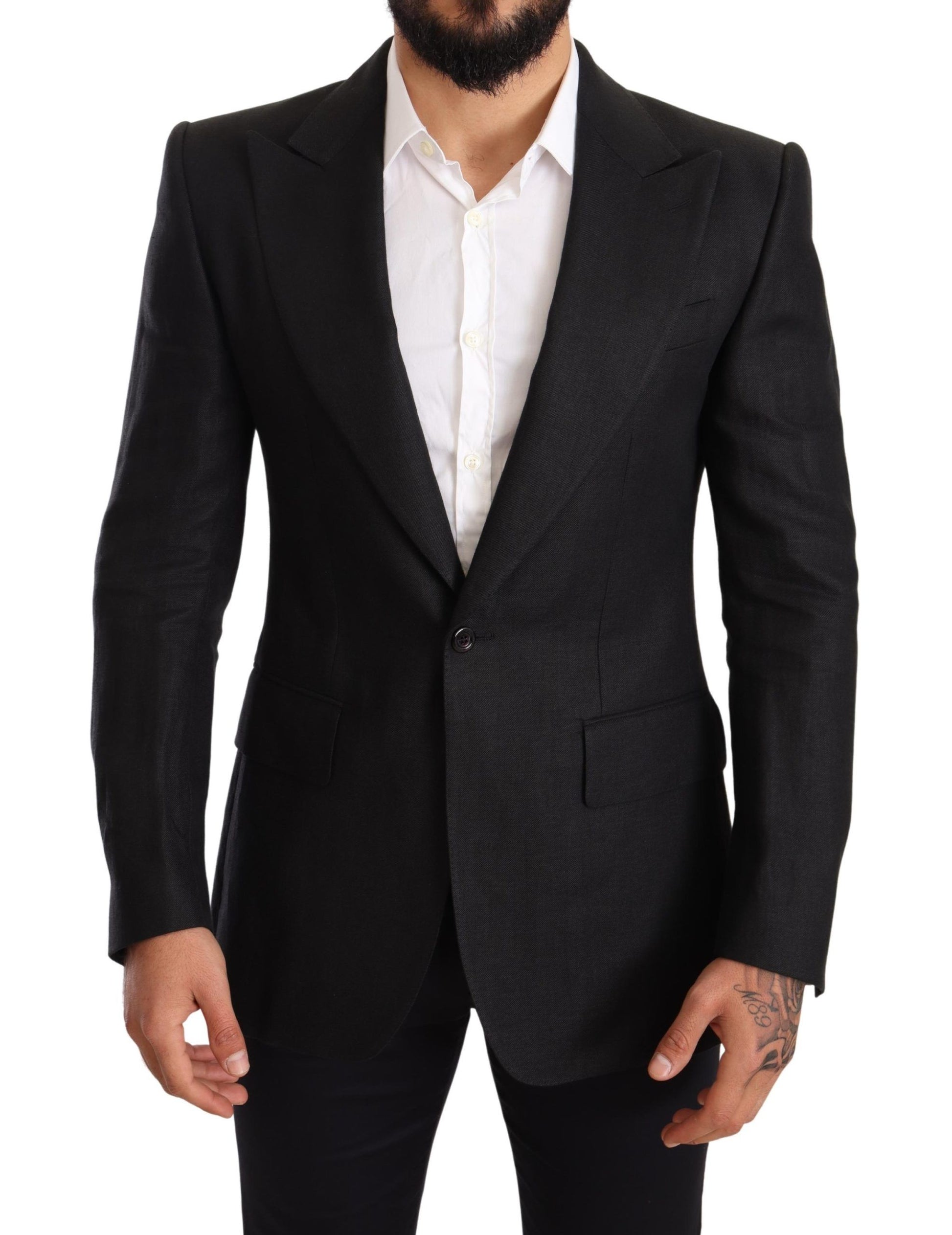 Veste Blazer Dolce & Gabbana Noir Lin Coupe Slim