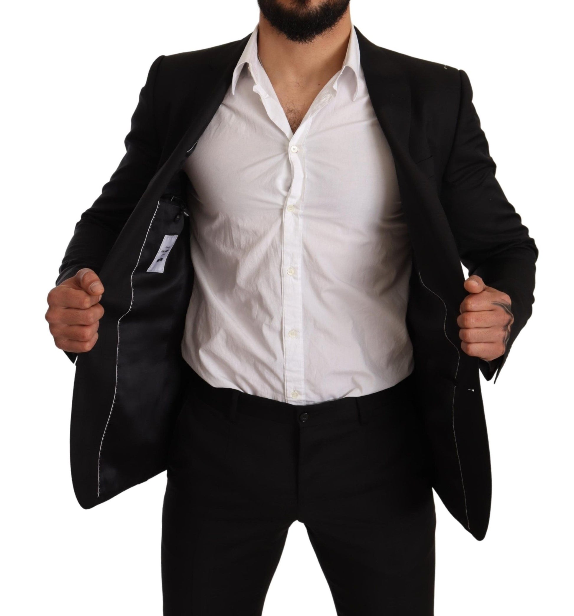 Costume 2 pièces noir à carreaux coupe slim MARTINI Dolce & Gabbana