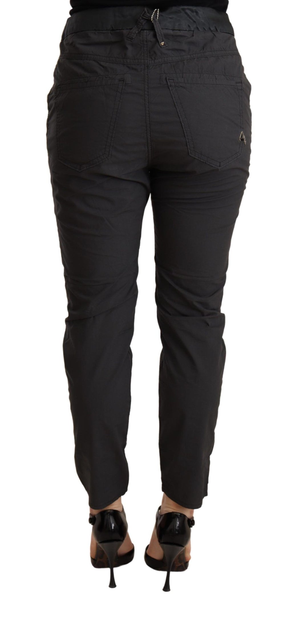 CYCLE – Graue, schmal geschnittene Skinny-Baumwollhose mit mittlerer Taille