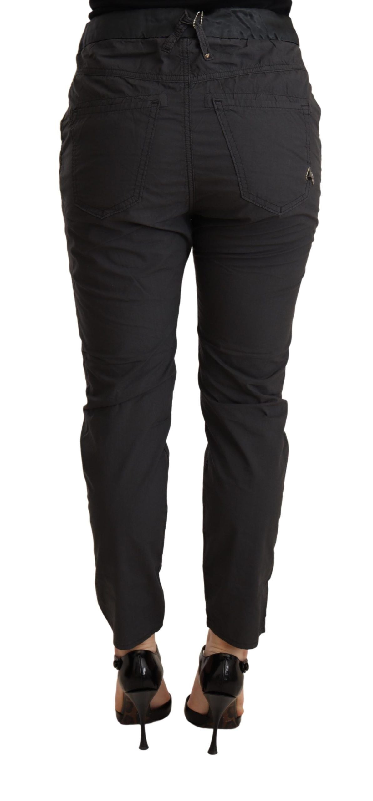 CYCLE – Graue, schmal geschnittene Skinny-Baumwollhose mit mittlerer Taille