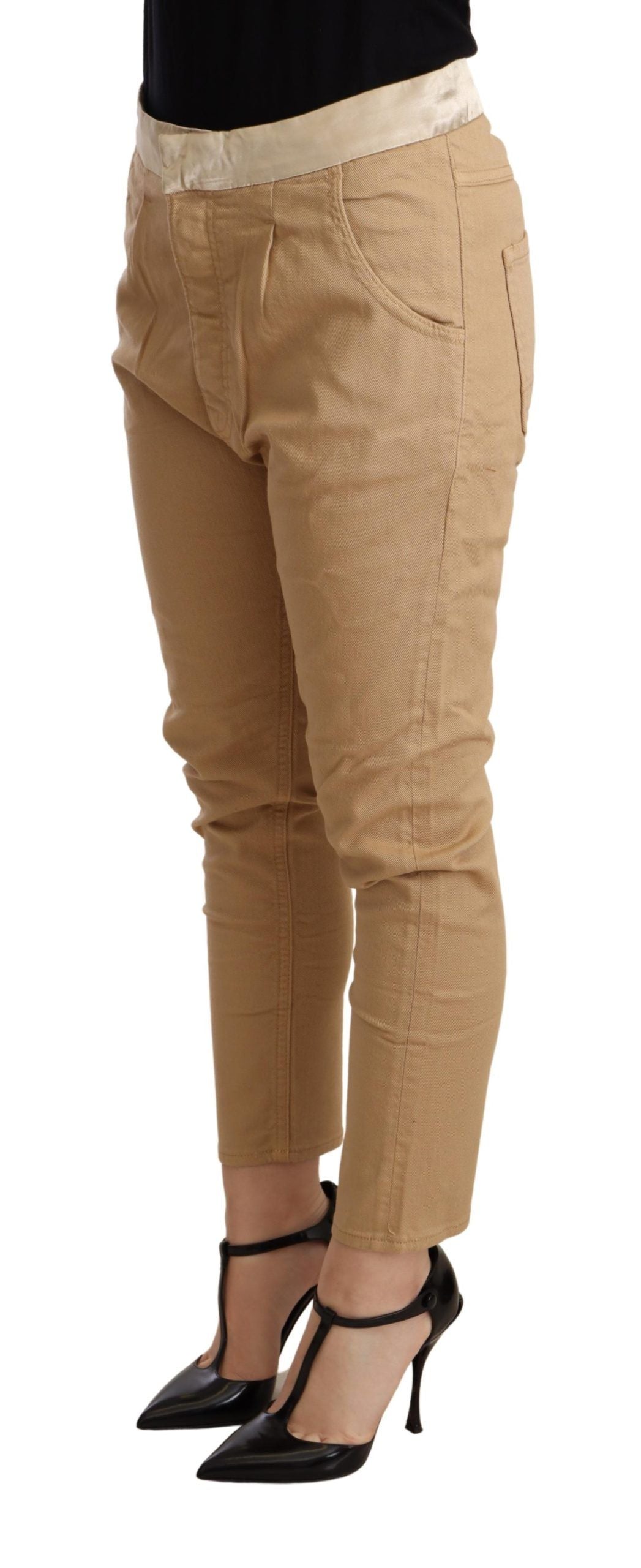 CYCLE – Enge Stretchhose mit mittlerer Taille in Beige
