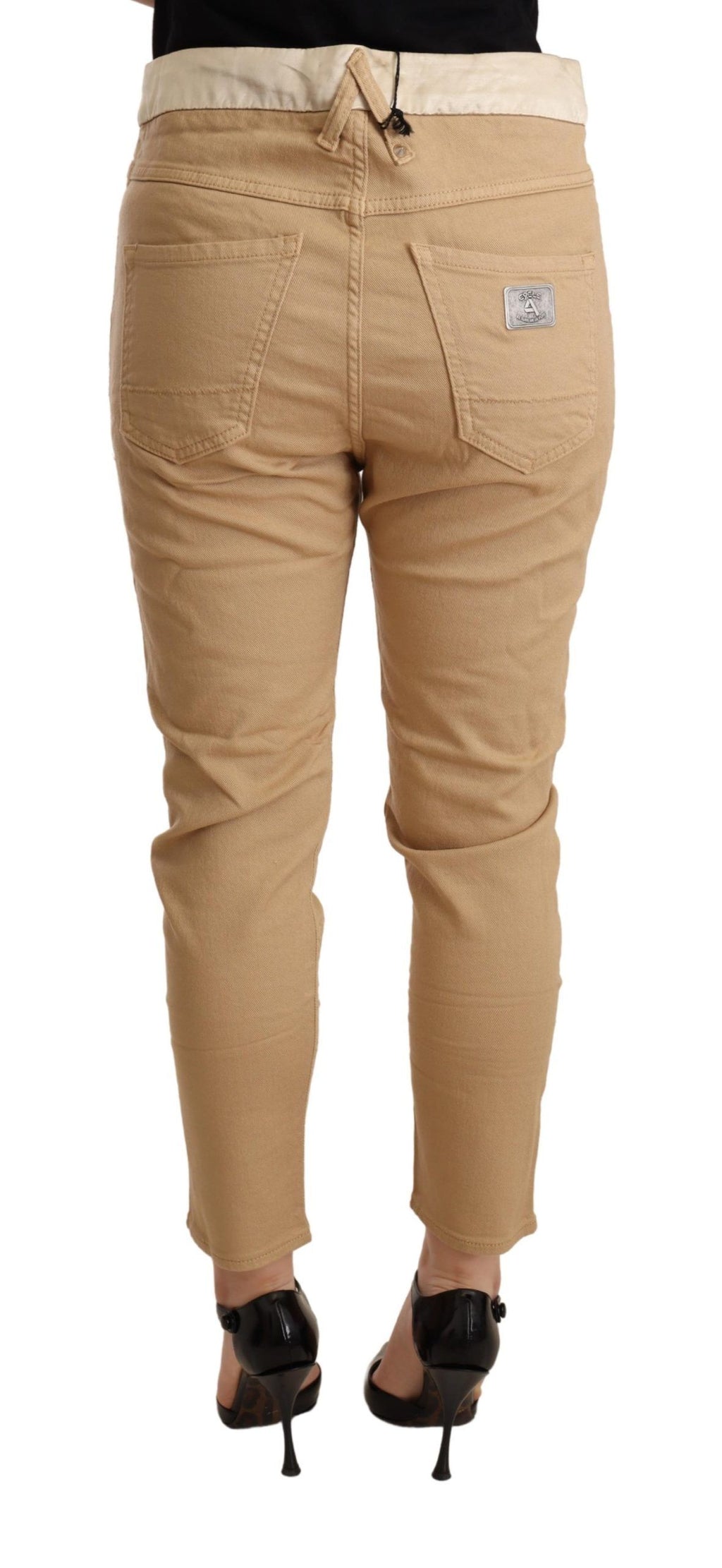CYCLE – Enge Stretchhose mit mittlerer Taille in Beige