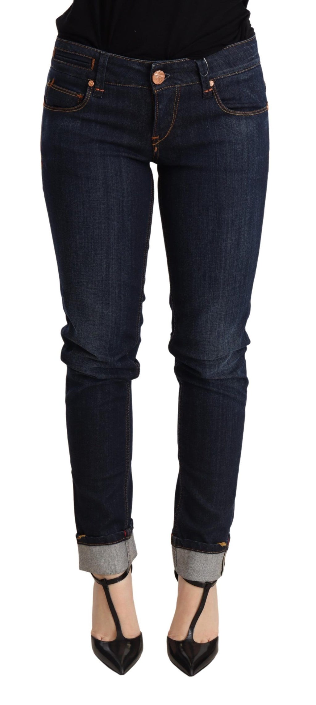 Pantalon en jean skinny Acht délavé bleu taille basse