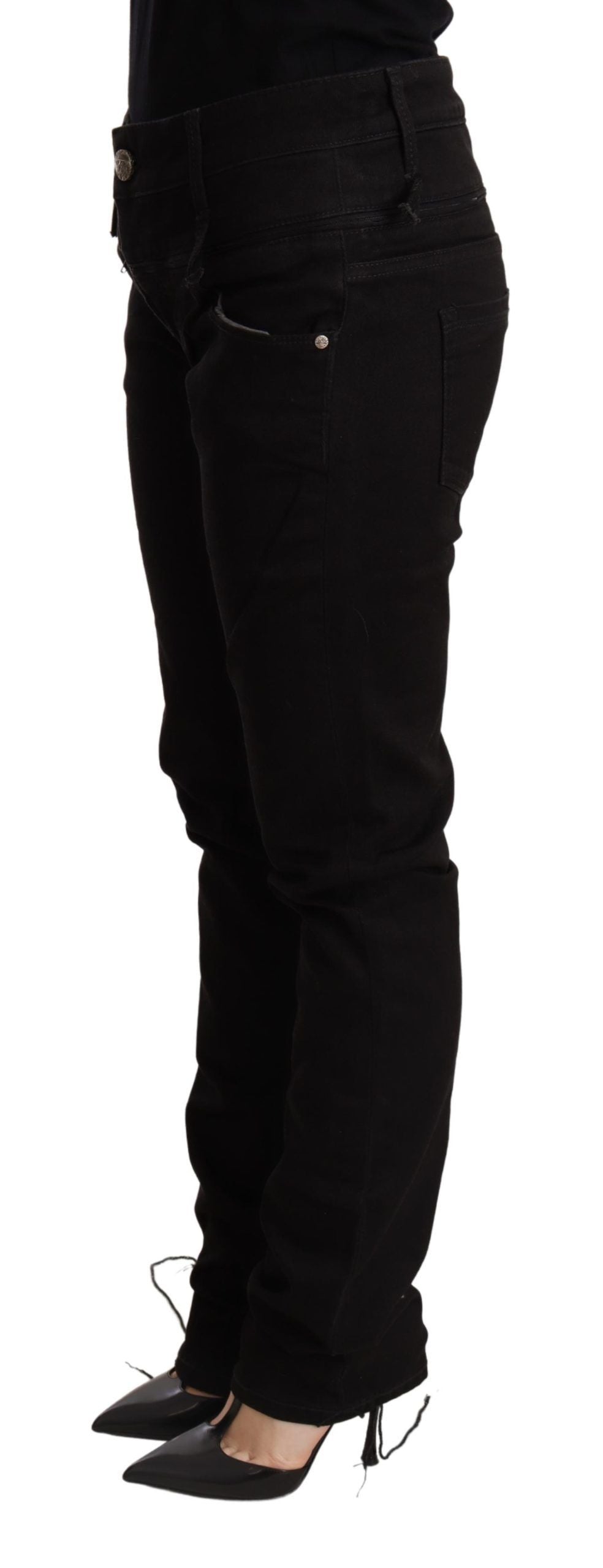 Acht – Schwarze Skinny-Jeans mit niedriger Taille
