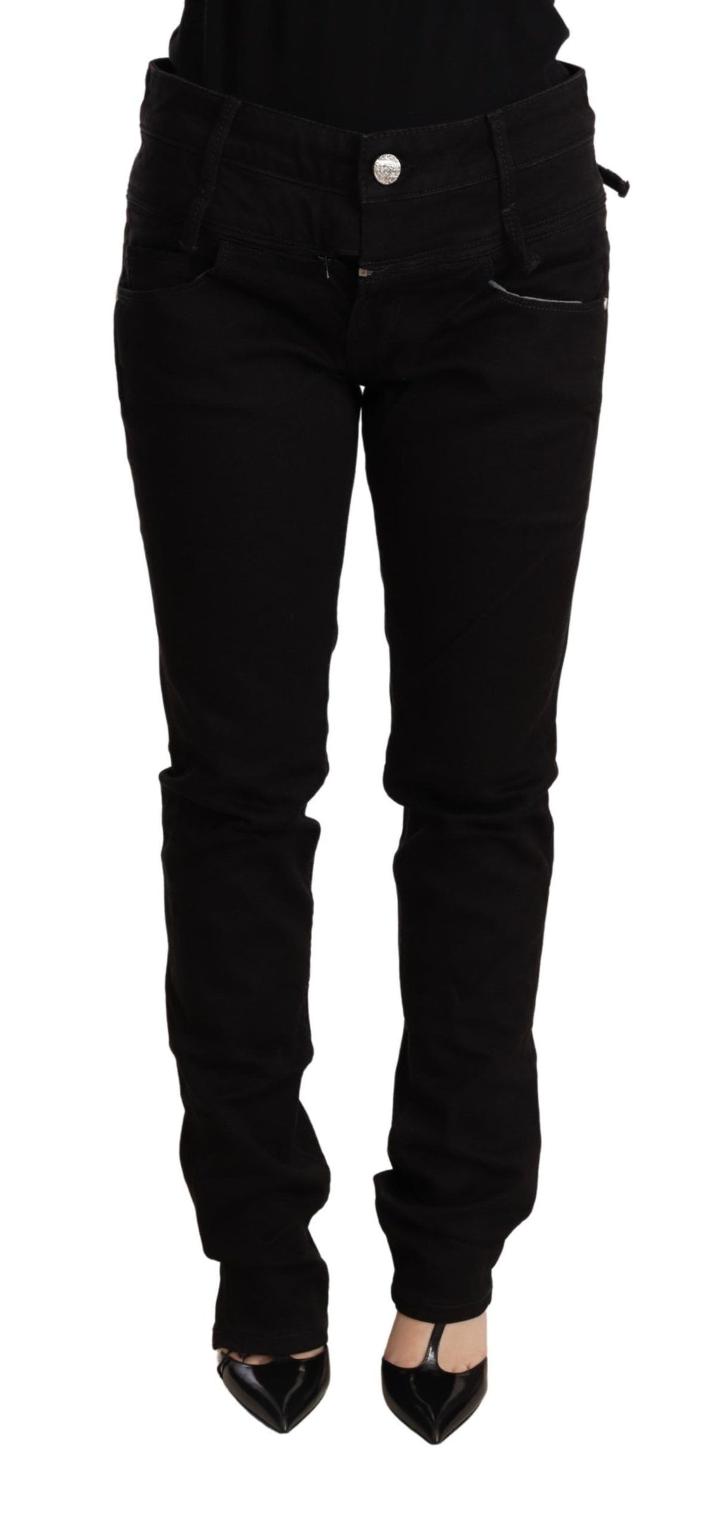 Acht – Schwarze Skinny-Jeans mit niedriger Taille