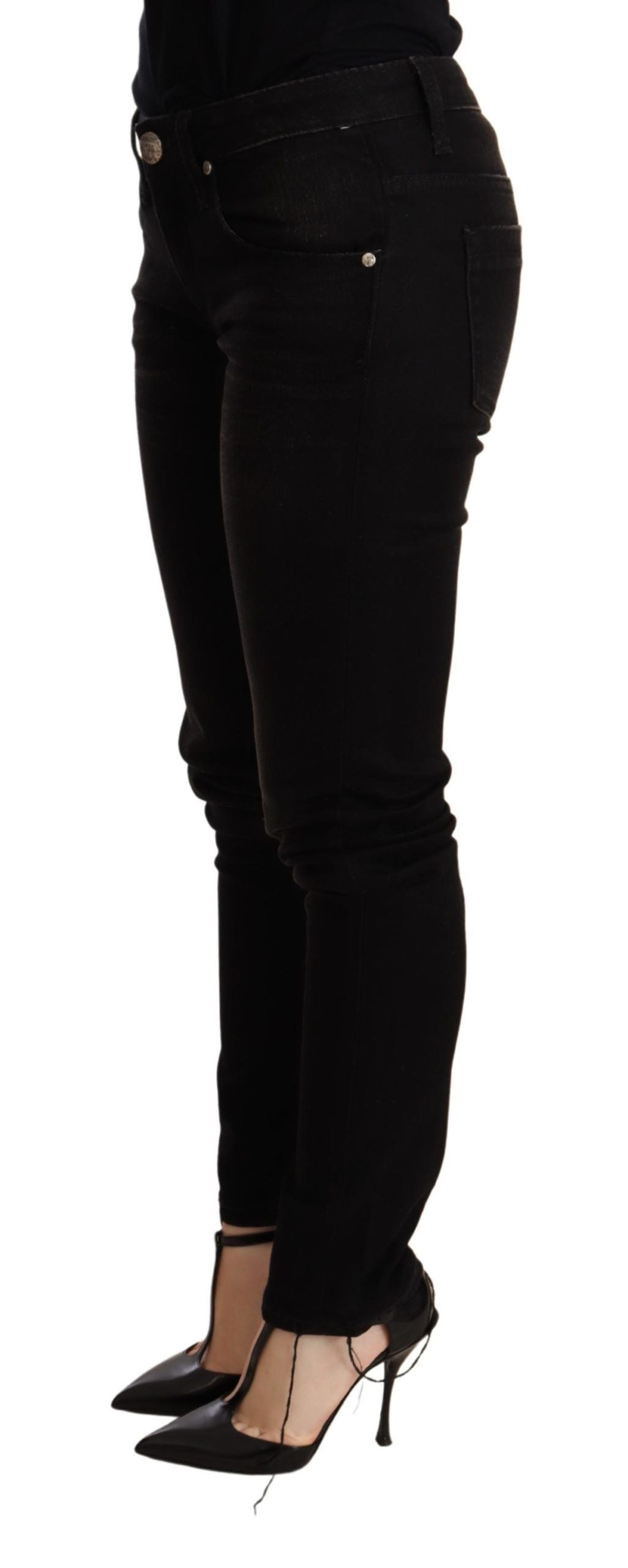 Acht – Schwarze Skinny-Jeans mit niedriger Taille