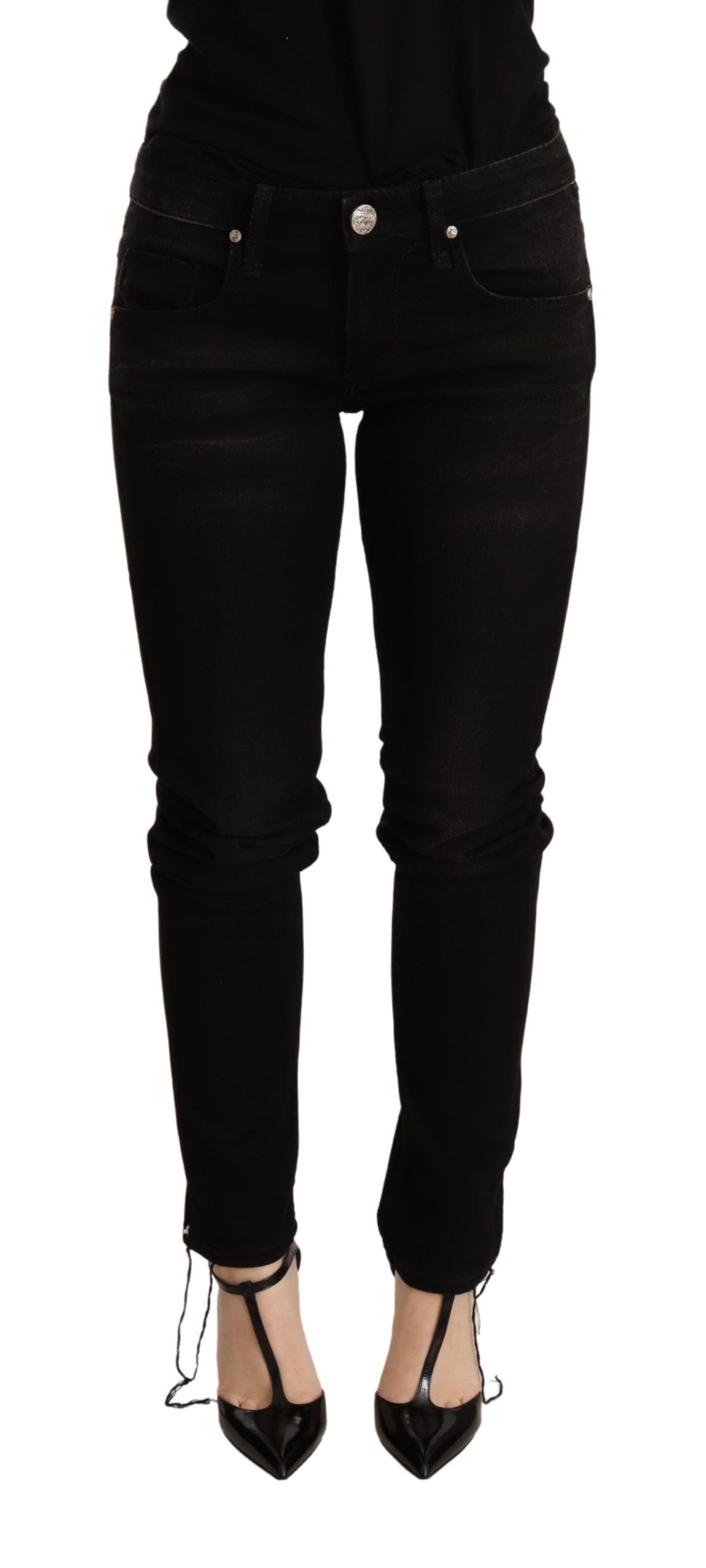 Acht – Schwarze Skinny-Jeans mit niedriger Taille