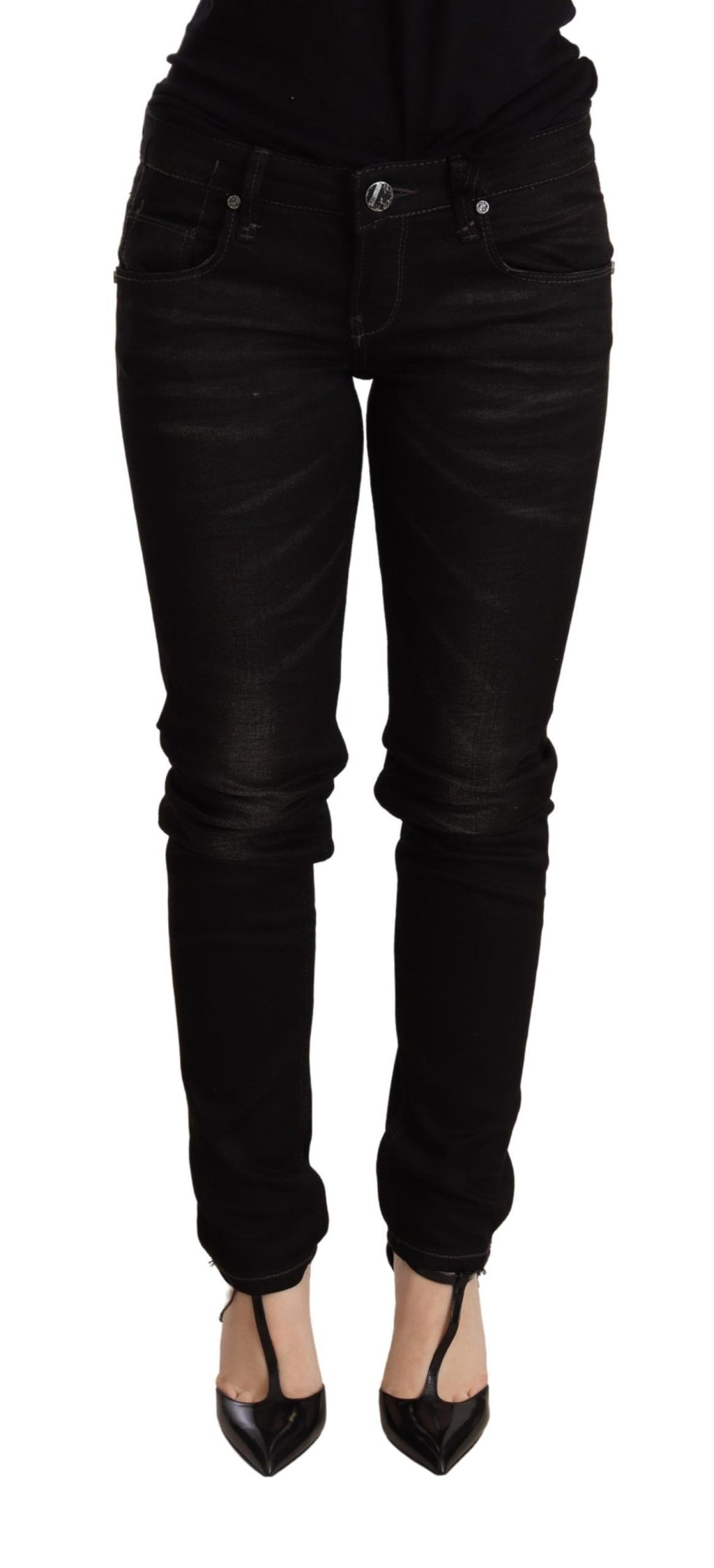 Acht – Schwarze Skinny-Jeans mit niedriger Taille
