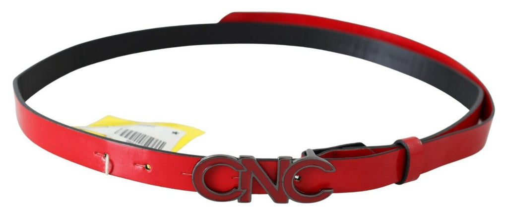 Ceinture réversible en cuir noir et rouge avec boucle logo Costume National