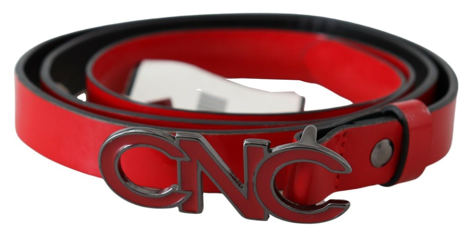 Ceinture réversible en cuir noir et rouge avec boucle logo Costume National