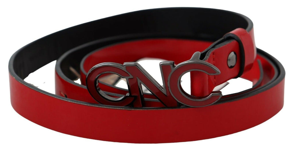 Ceinture réversible en cuir noir et rouge avec boucle logo Costume National